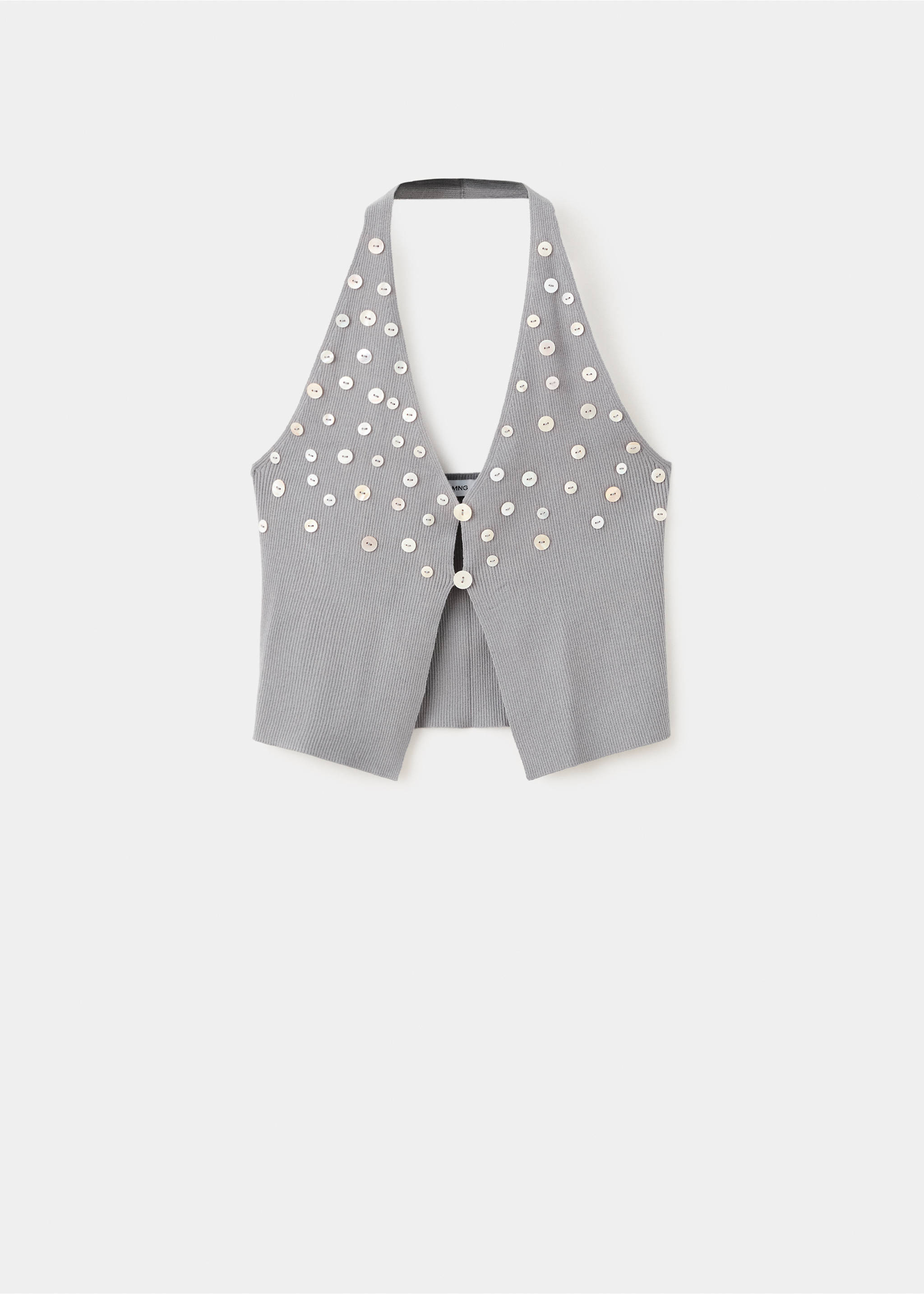Fitted top with decorative buttons - Article without model, Medium Heather Grey. Ref: 27068657-00.
