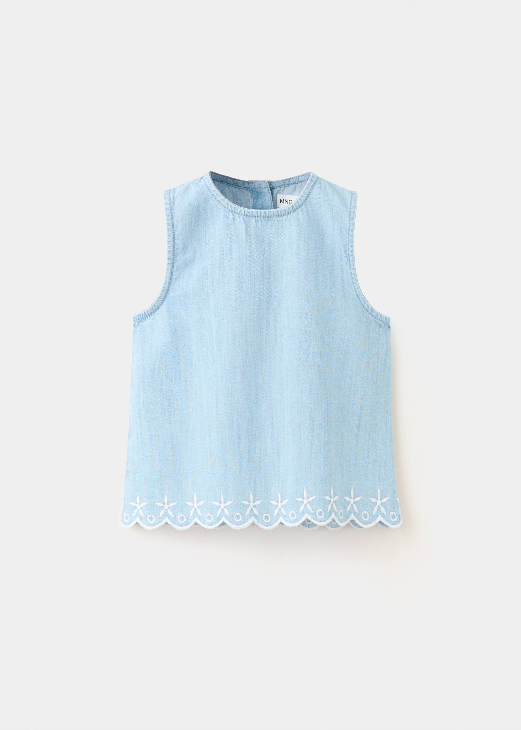 Blouse avec étoiles brodées - Article sans modèle, Bleu clair. Ref: 27068659-00.