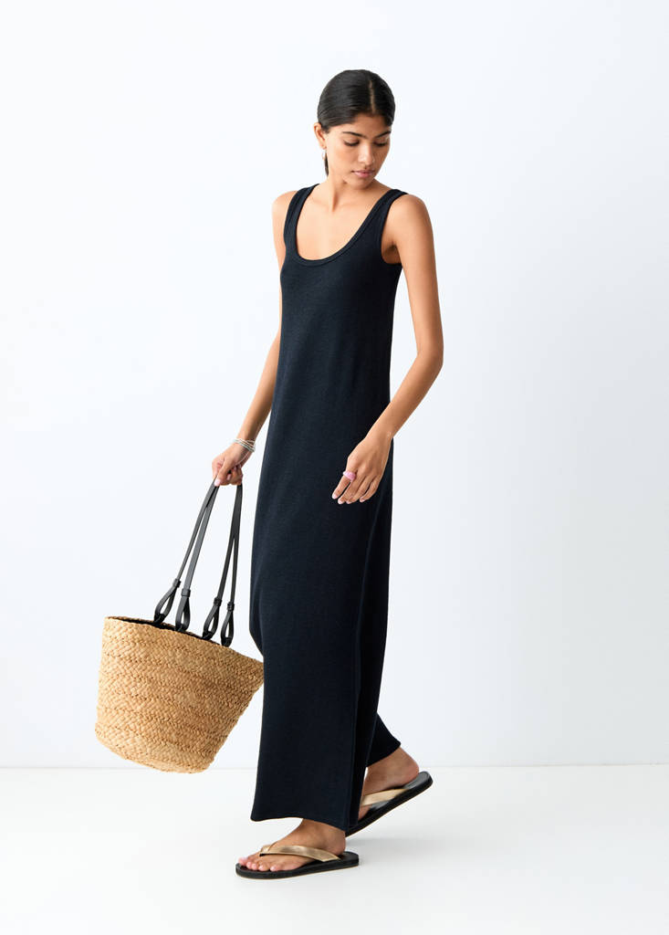 Long cotton dress — Charcoal