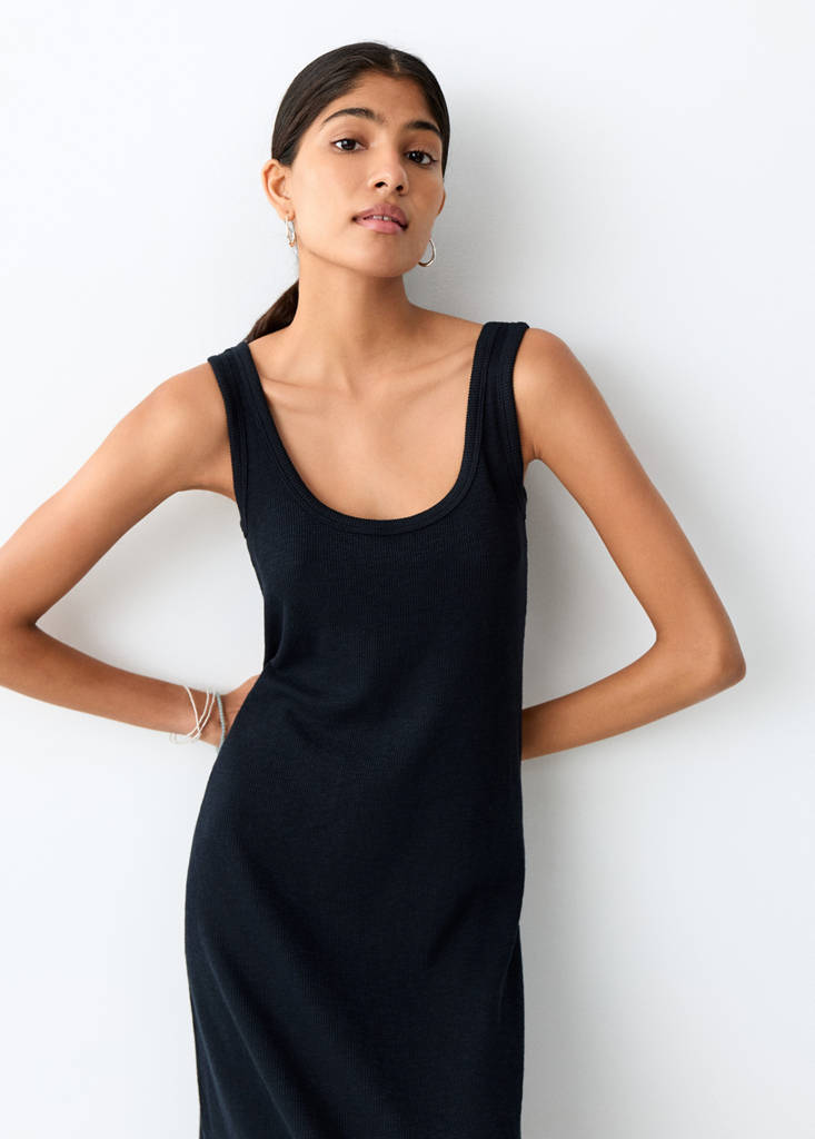 Long cotton dress — Charcoal