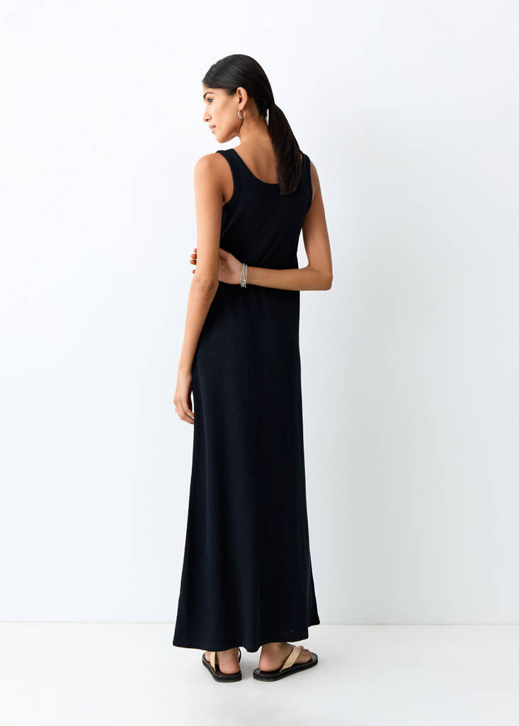 Long cotton dress — Charcoal