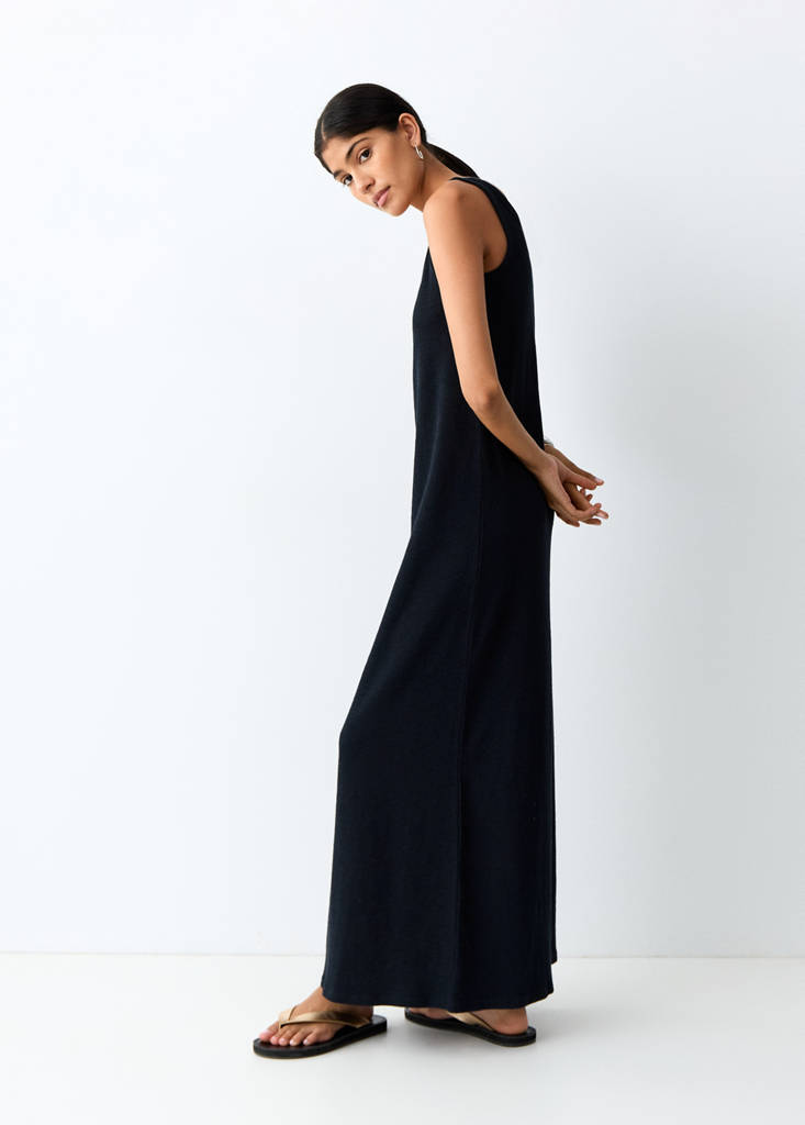 Long cotton dress — Charcoal