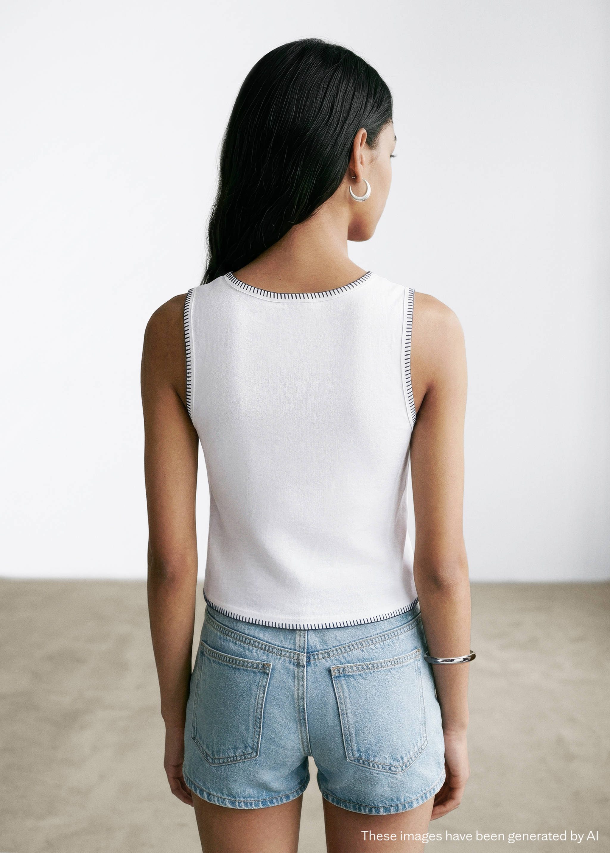 Top de algodão com debruns em contraste - Verso do artigo