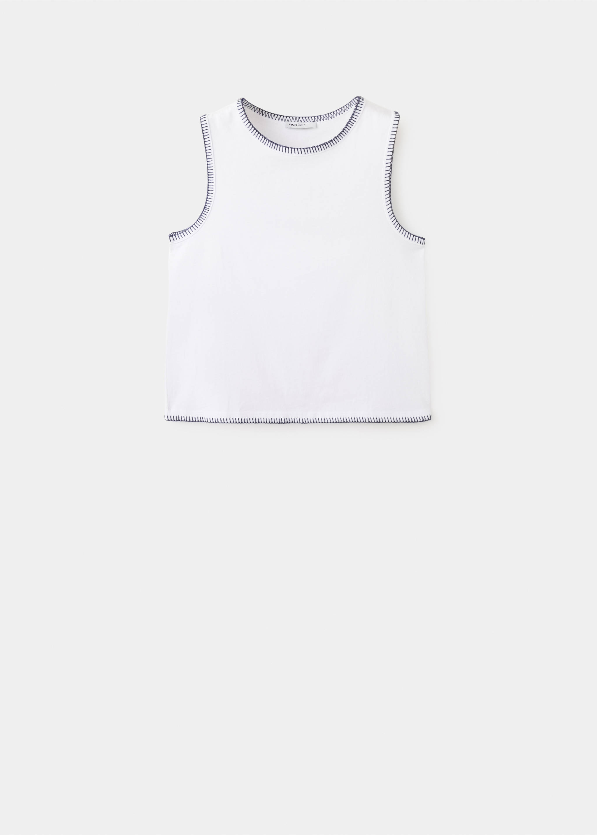 Top de algodão com debruns em contraste - Artigo sem modelo, Branco-pérola. Ref: 27068664-00.