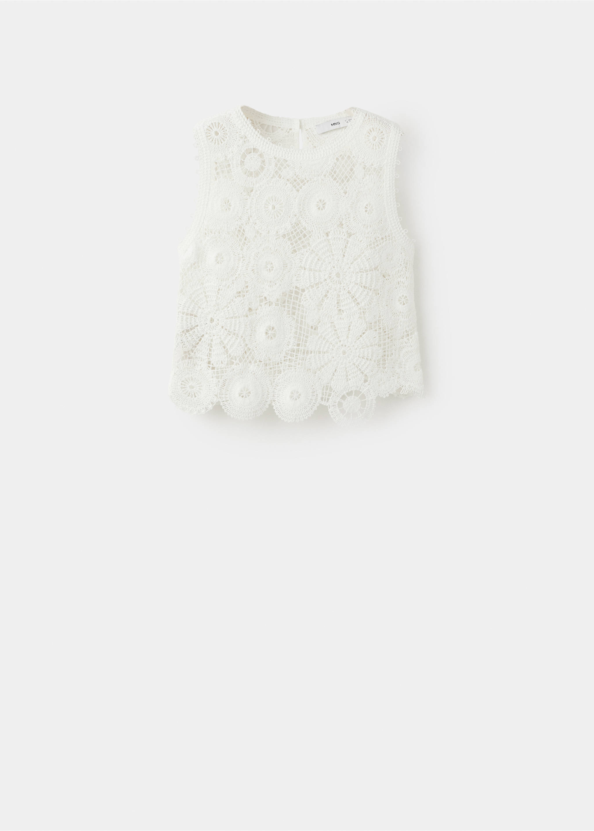 Embroidered top with openwork details - Article without model, Off White. Ref: 27069055-00.