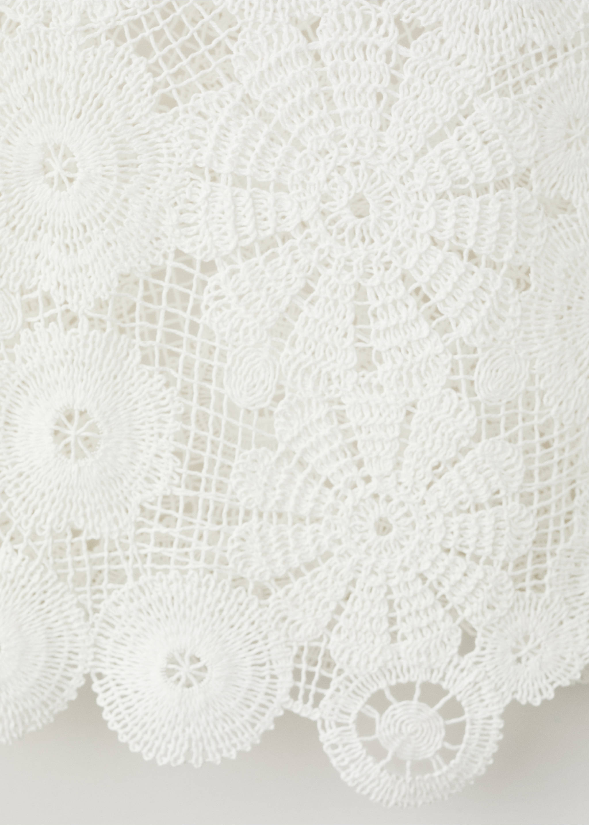 Embroidered top with openwork details - Details of the article 0, Off White. Ref: 27069055-00.