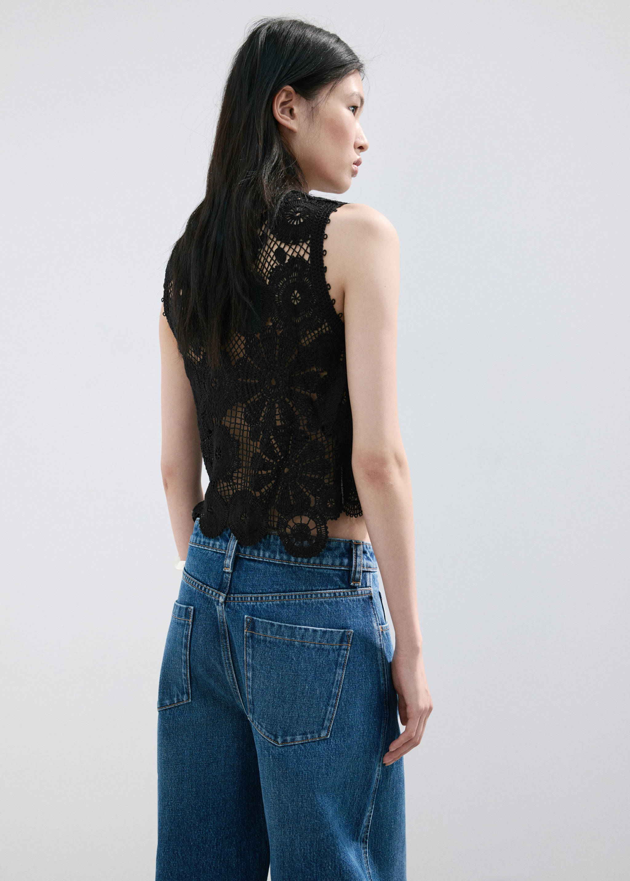 Embroidered top with openwork details - Reverse of the article