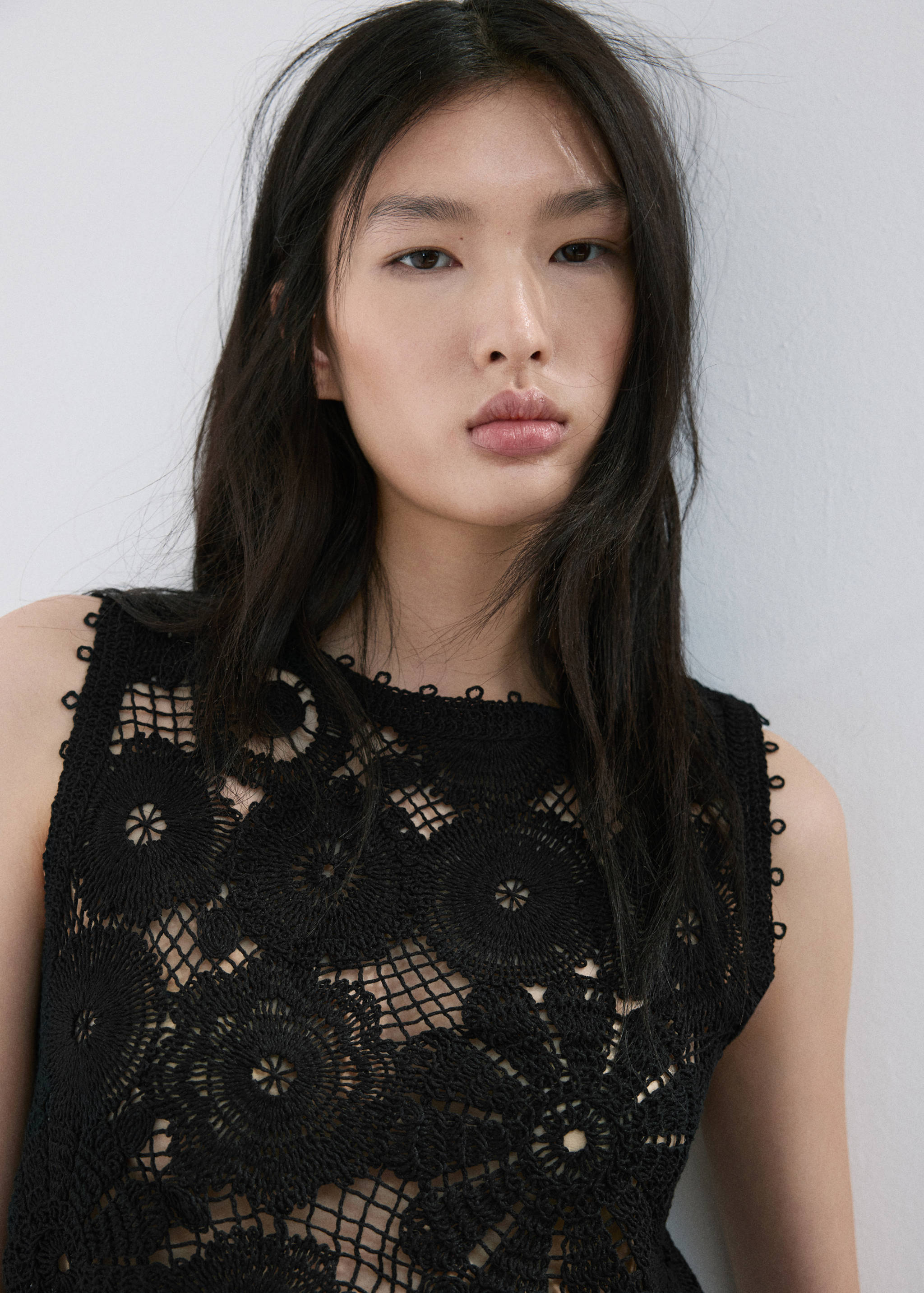 Embroidered top with openwork details - Details of the article 1