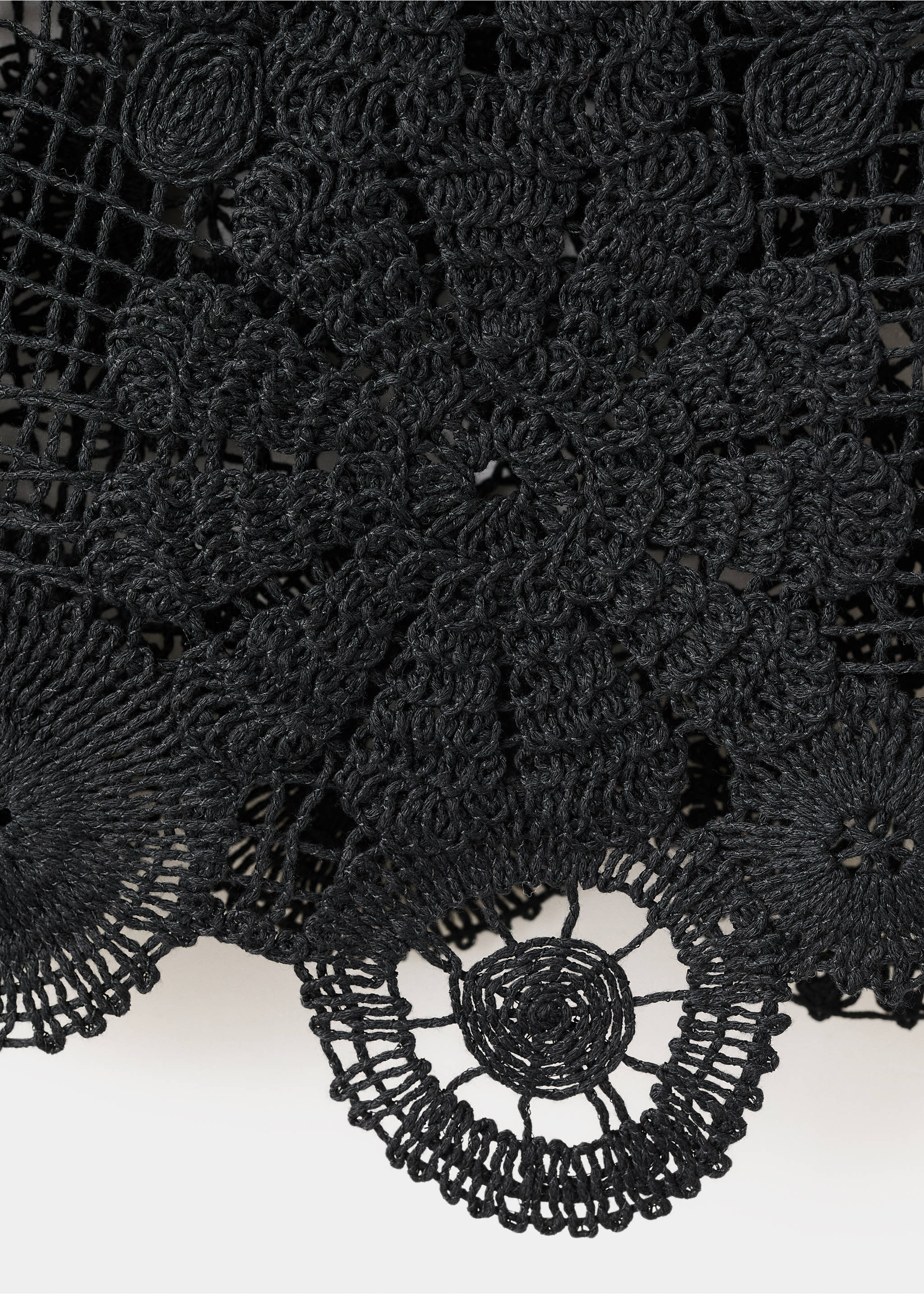 Embroidered top with openwork details - Details of the article 8, Black. Ref: 27069055-00.