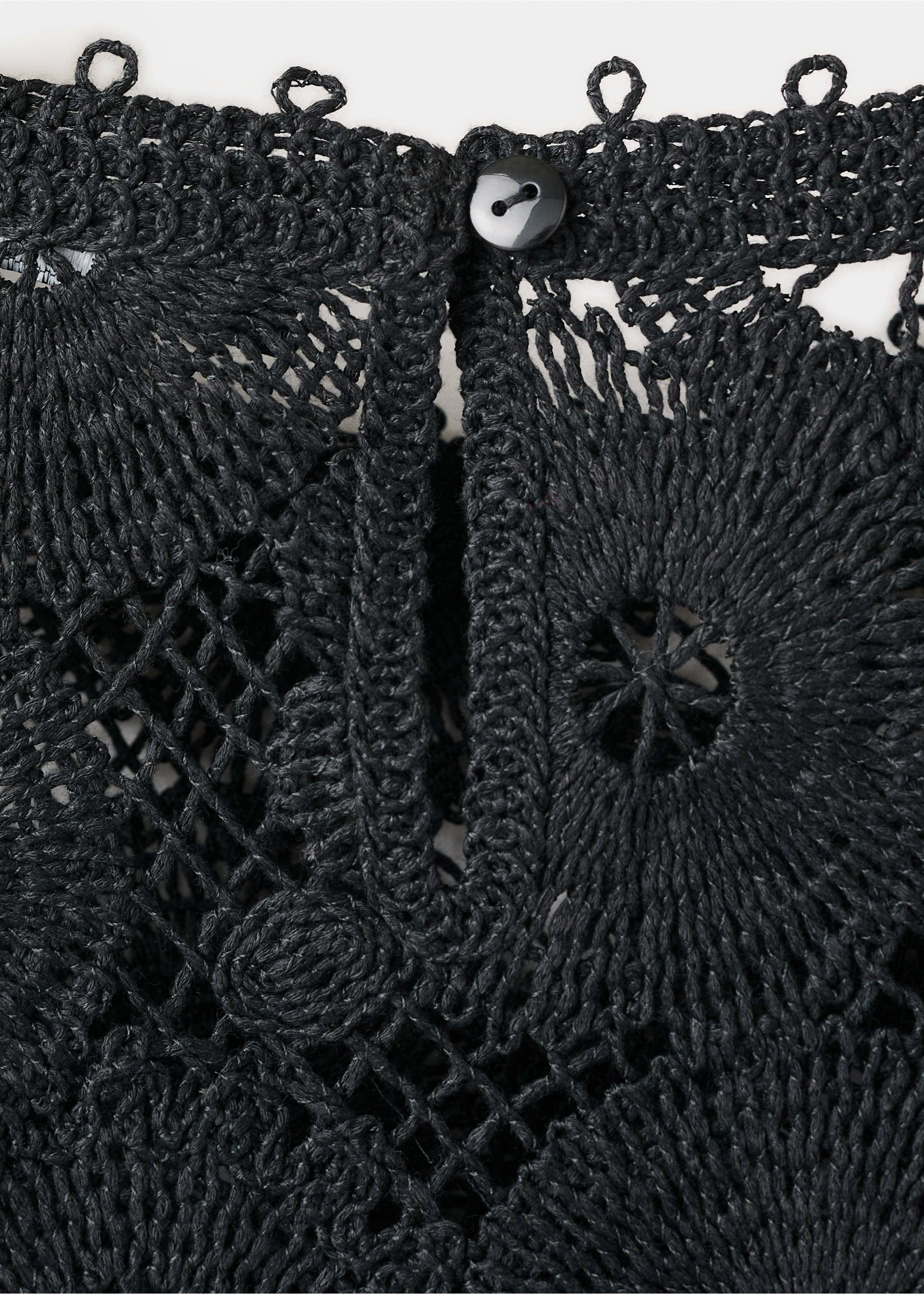 Embroidered top with openwork details - Details of the article 0, Black. Ref: 27069055-00.