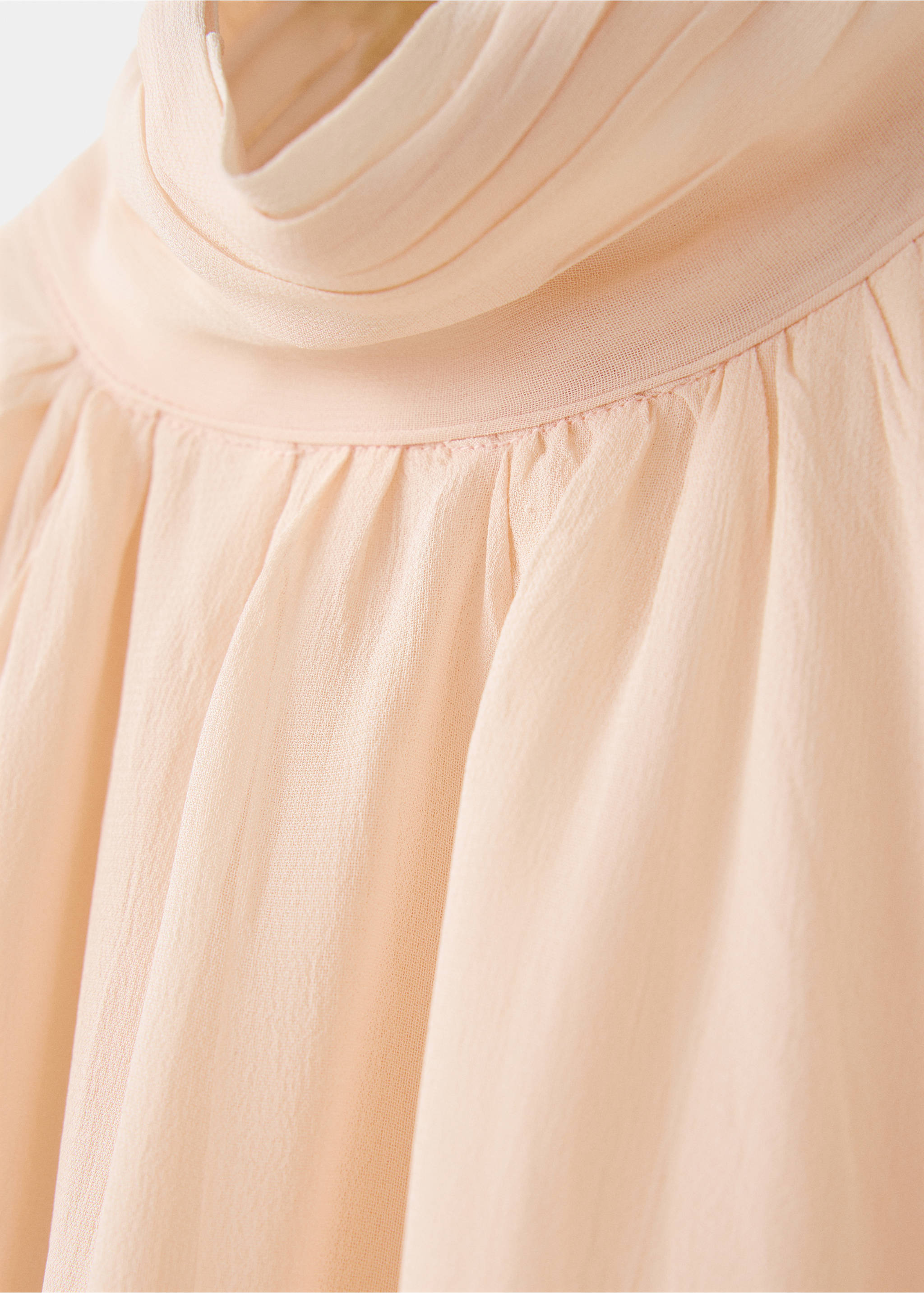 Flowy dress with embroidered details - Details of the article 8, Pale Pink. Ref: 27069057-00.