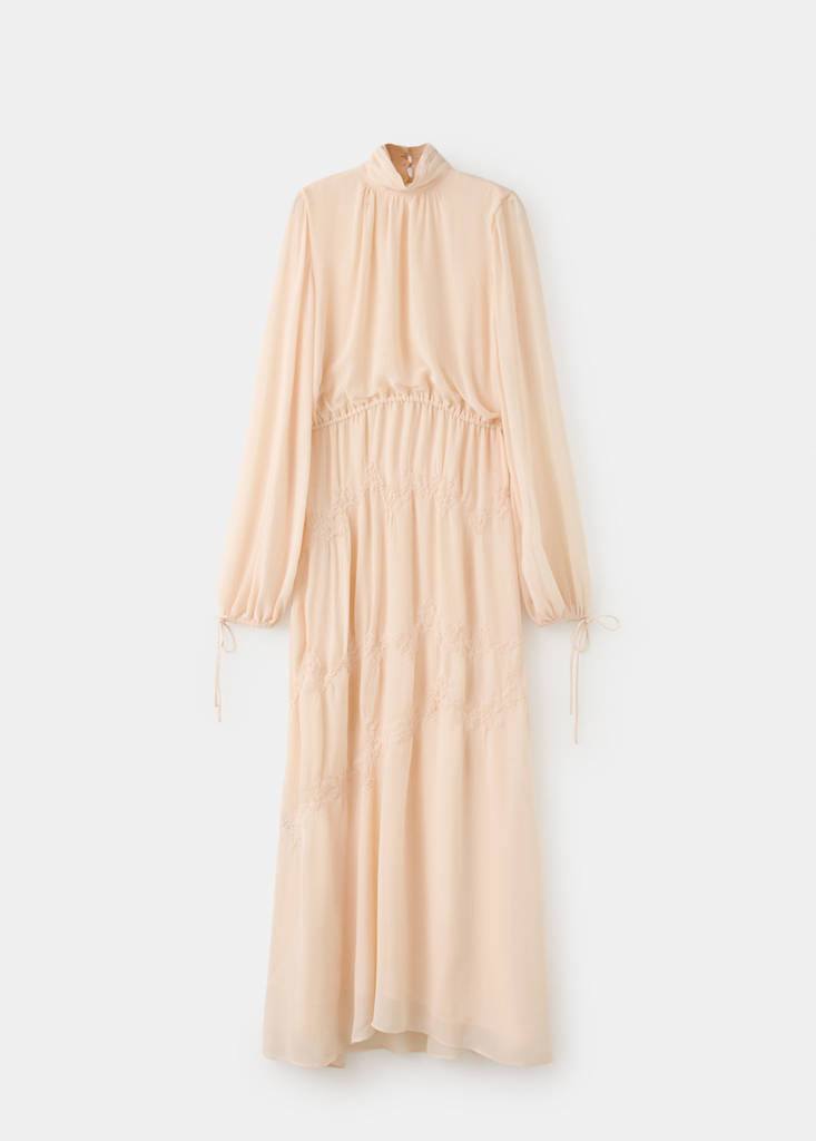 Flowy dress with embroidered details — Pale Pink