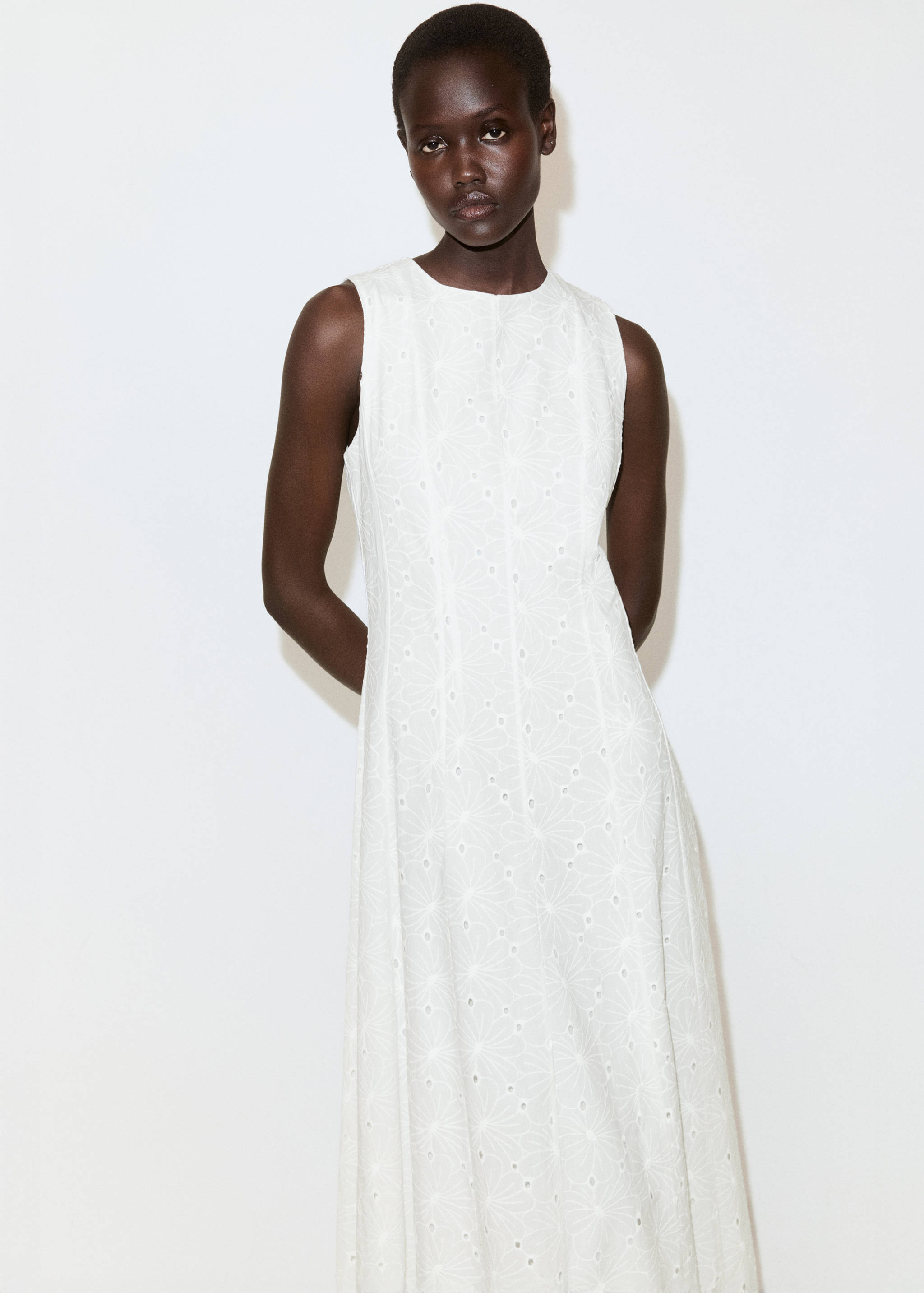 Embroidered midi dress - Medium plane