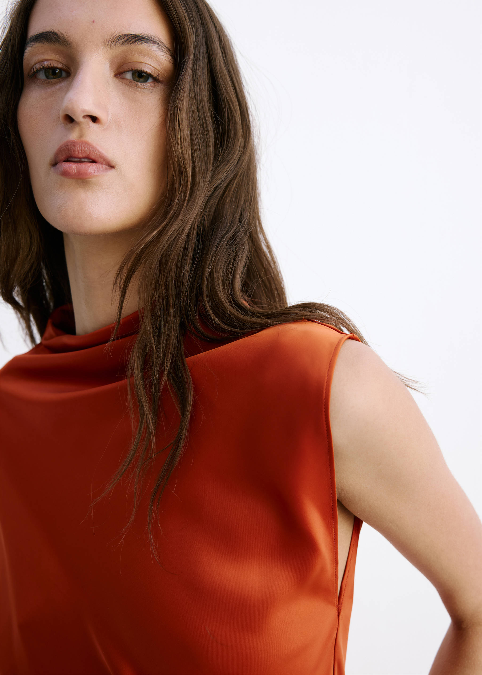 Asymmetric satin blouse - Details of the article 1
