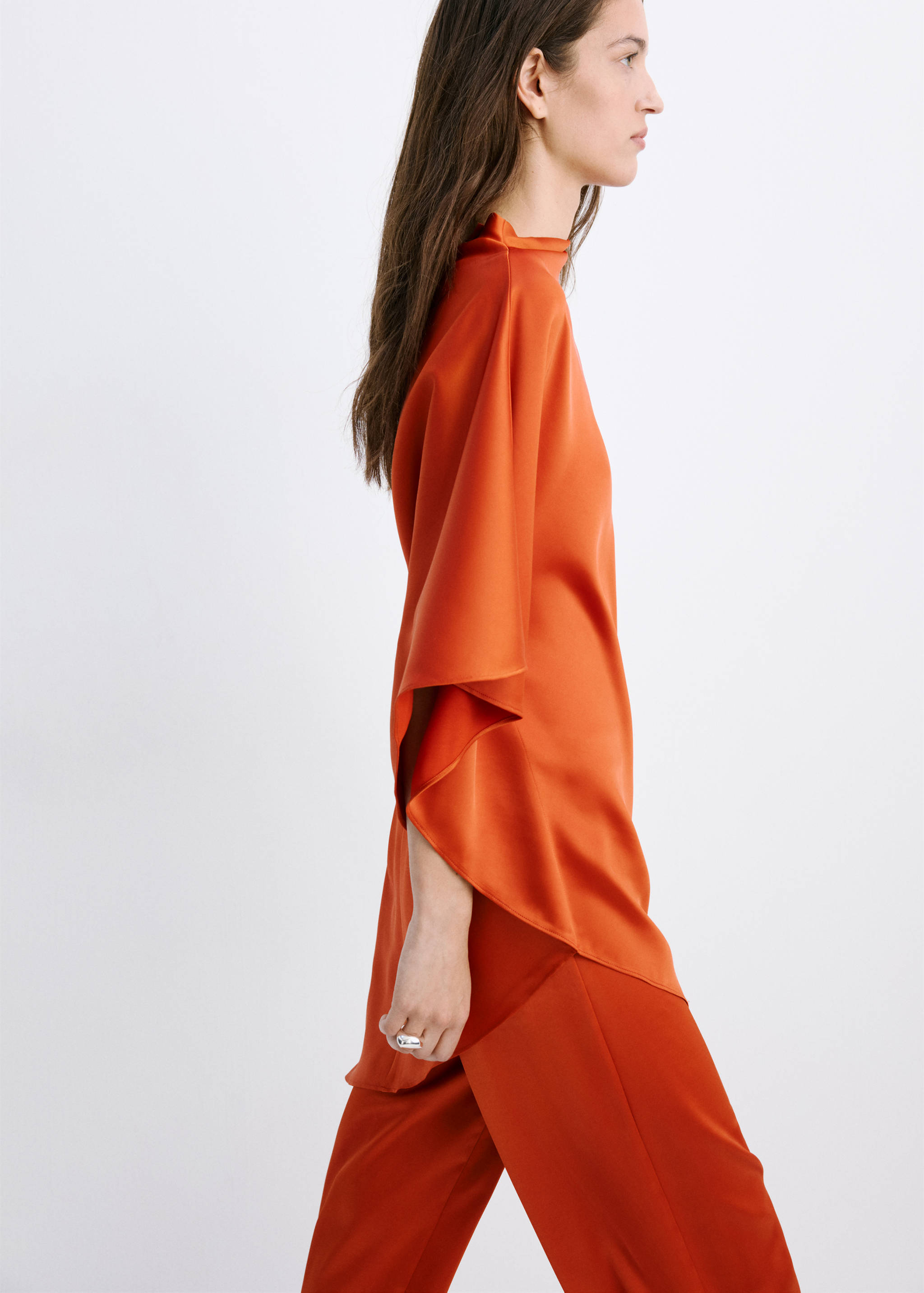 Asymmetric satin blouse - Details of the article 2
