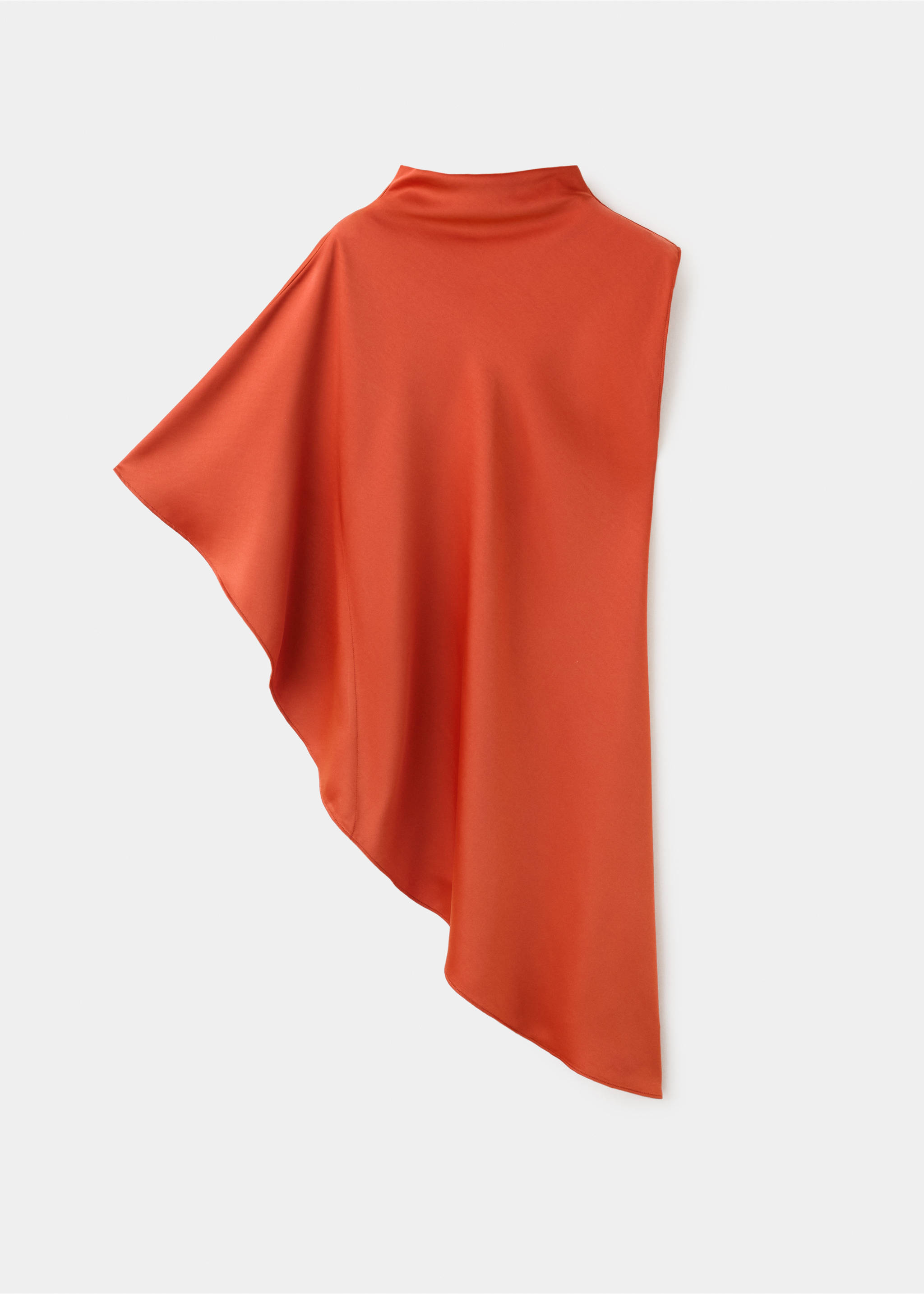 Asymmetric satin blouse - Article without model, Russet. Ref: 27069059-00.