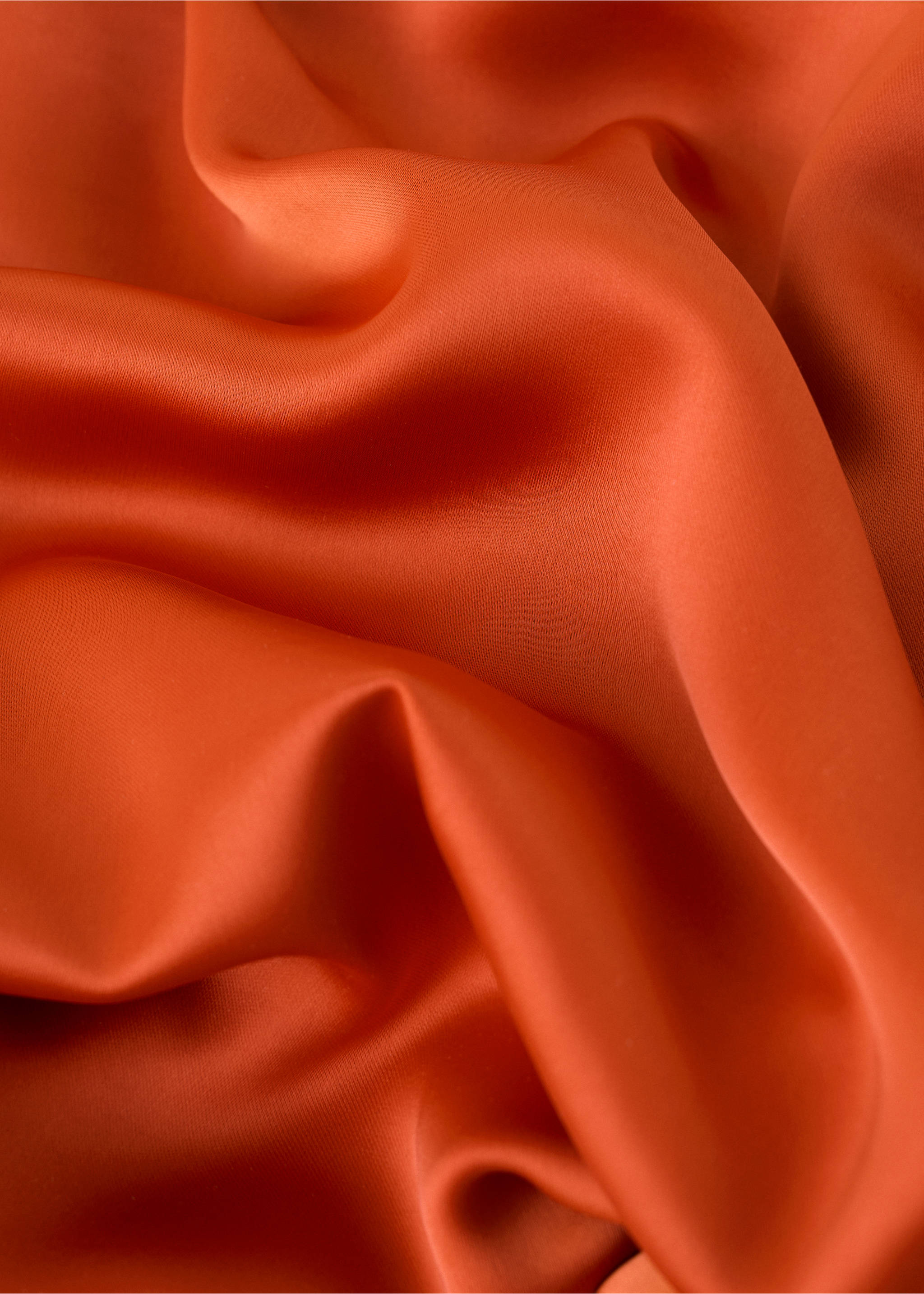 Asymmetric satin blouse - Details of the article 8, Russet. Ref: 27069059-00.