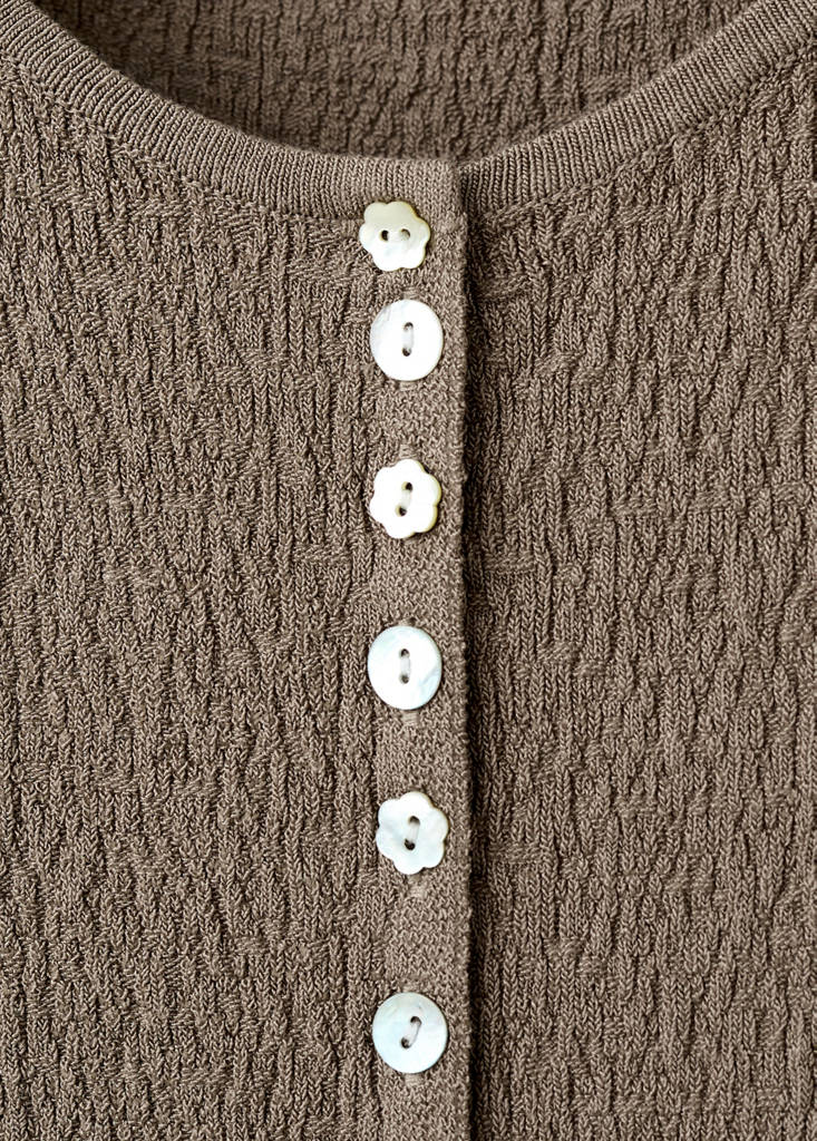 Top with combined texture buttons — Medium Brown