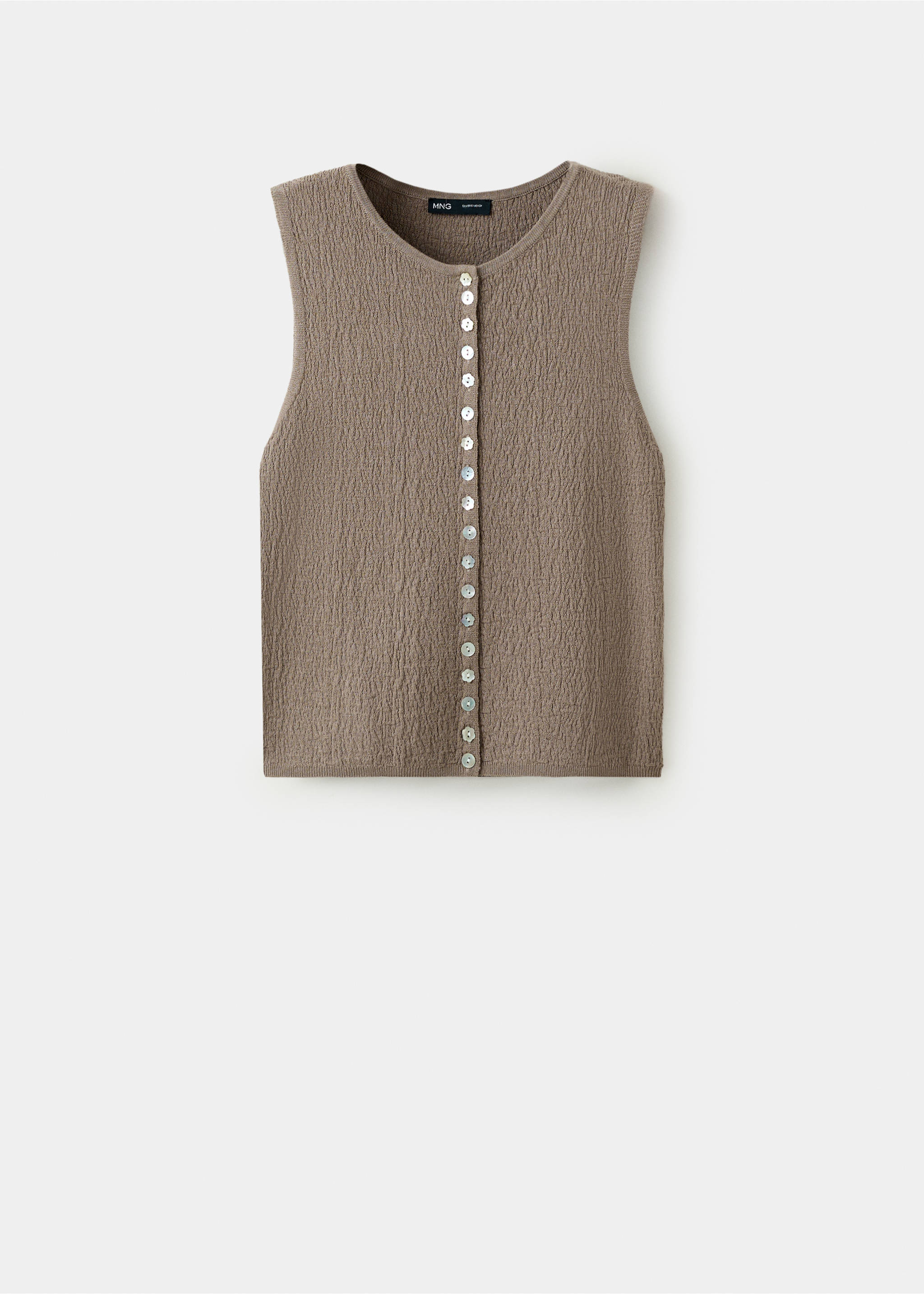 Textured top with combined buttons - Article without model, Medium Brown. Ref: 27069064-00.