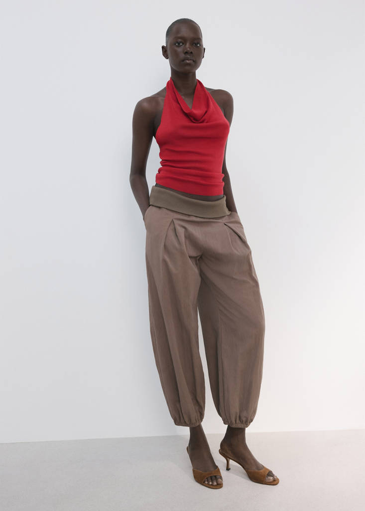 Halter-neck lyocell top — Red