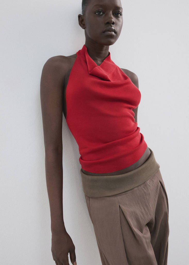 Halter-neck lyocell top — Red