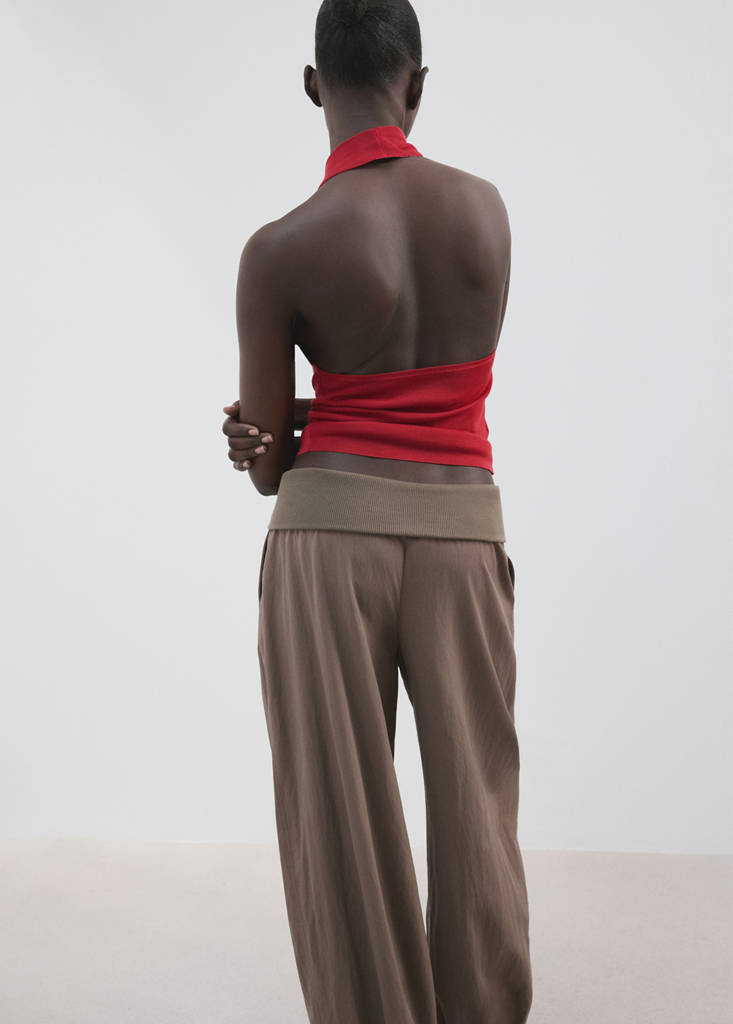 Halter-neck lyocell top — Red