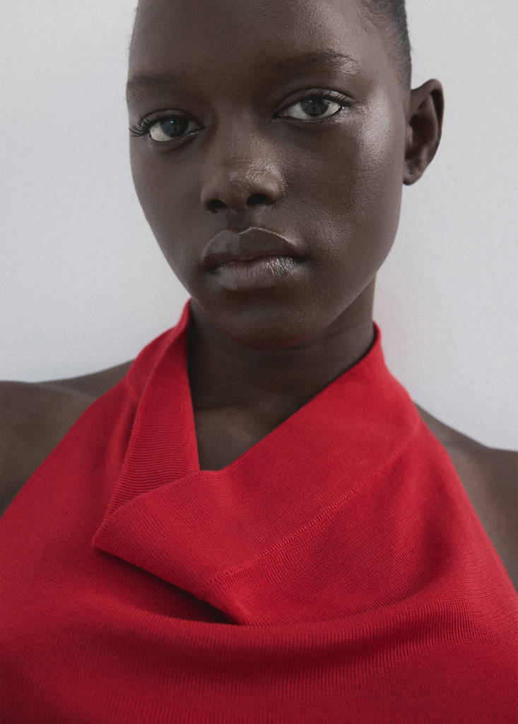 Halter-neck lyocell top — Red