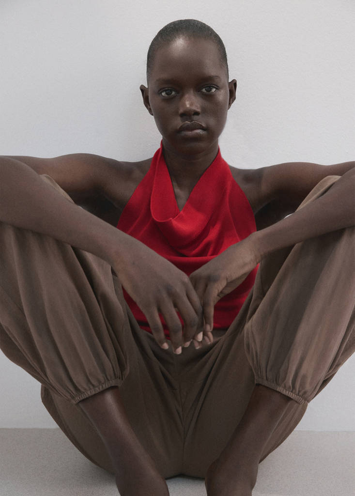 Halter-neck lyocell top — Red