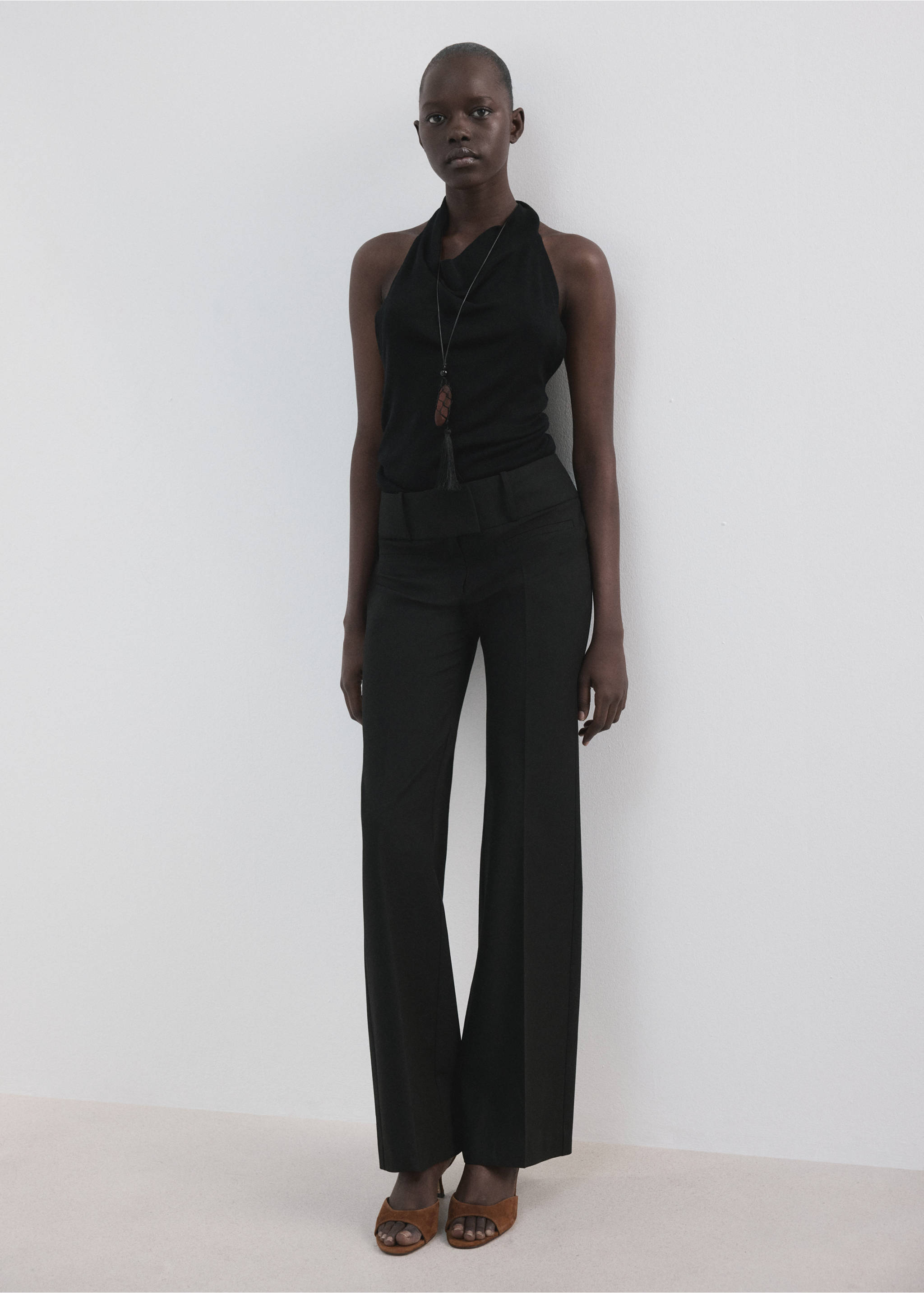 Halter-neck lyocell top - General plane, Black. Ref: 27069066-00.