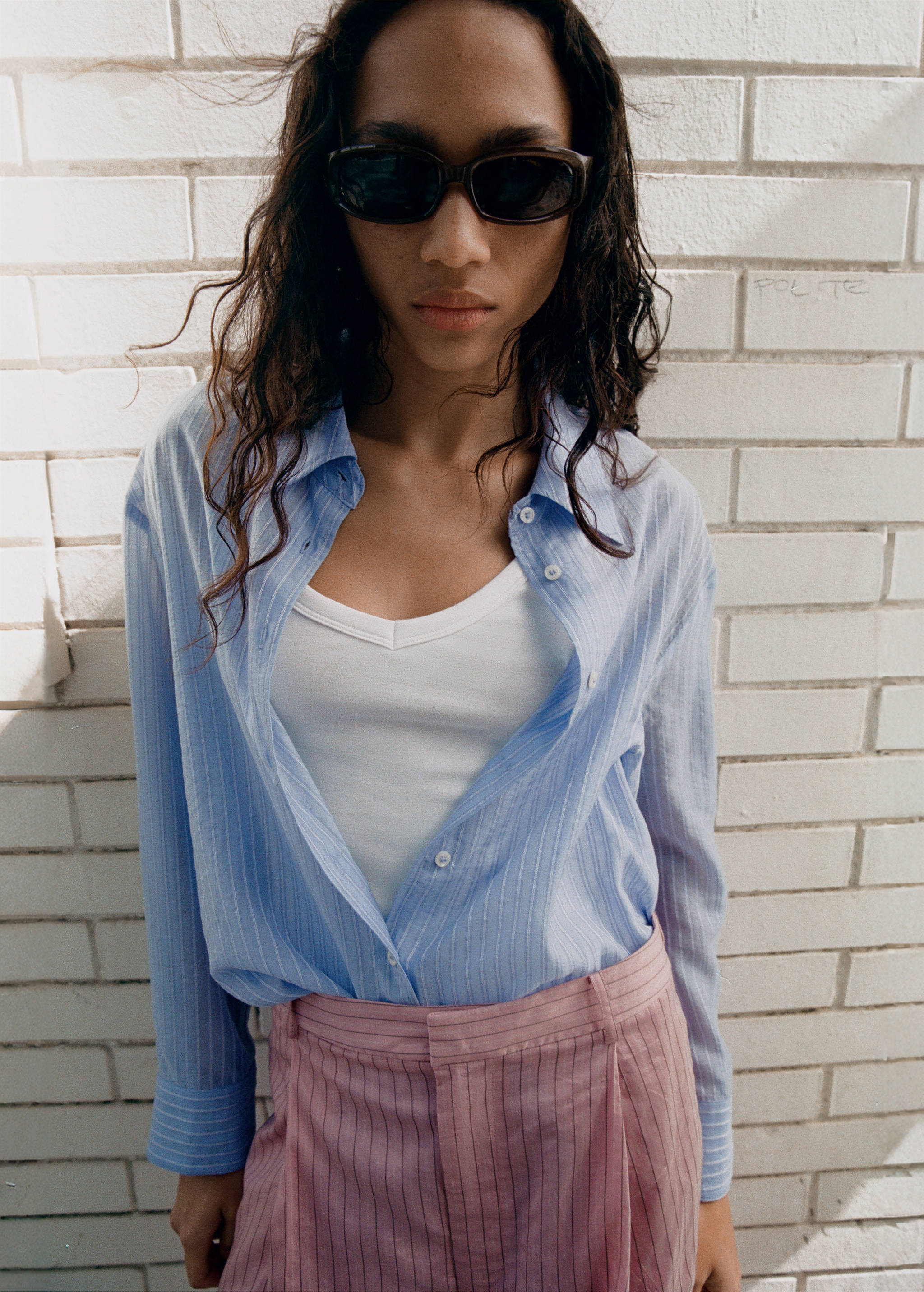 Striped lyocell shirt - Medium plane