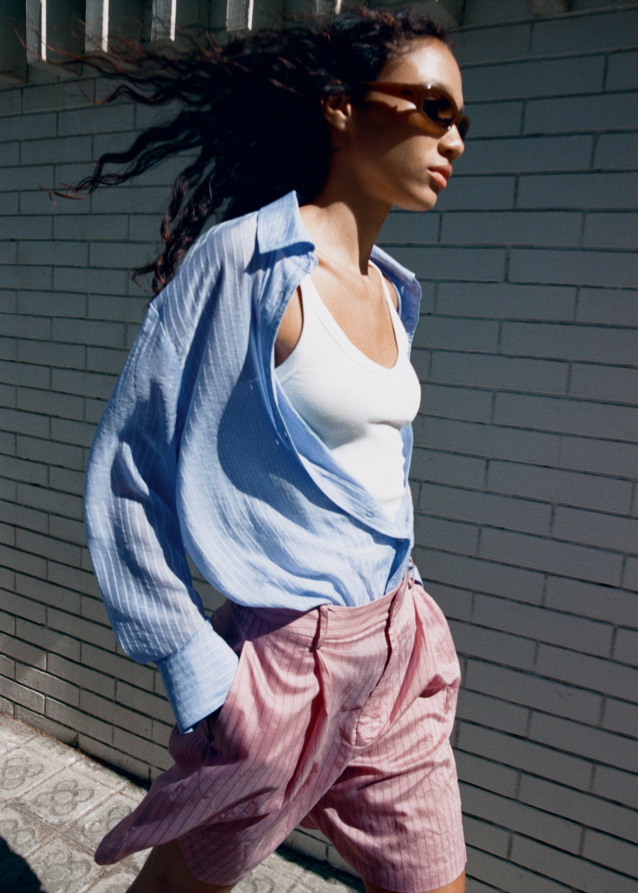 Striped lyocell shirt - Details of the article 1