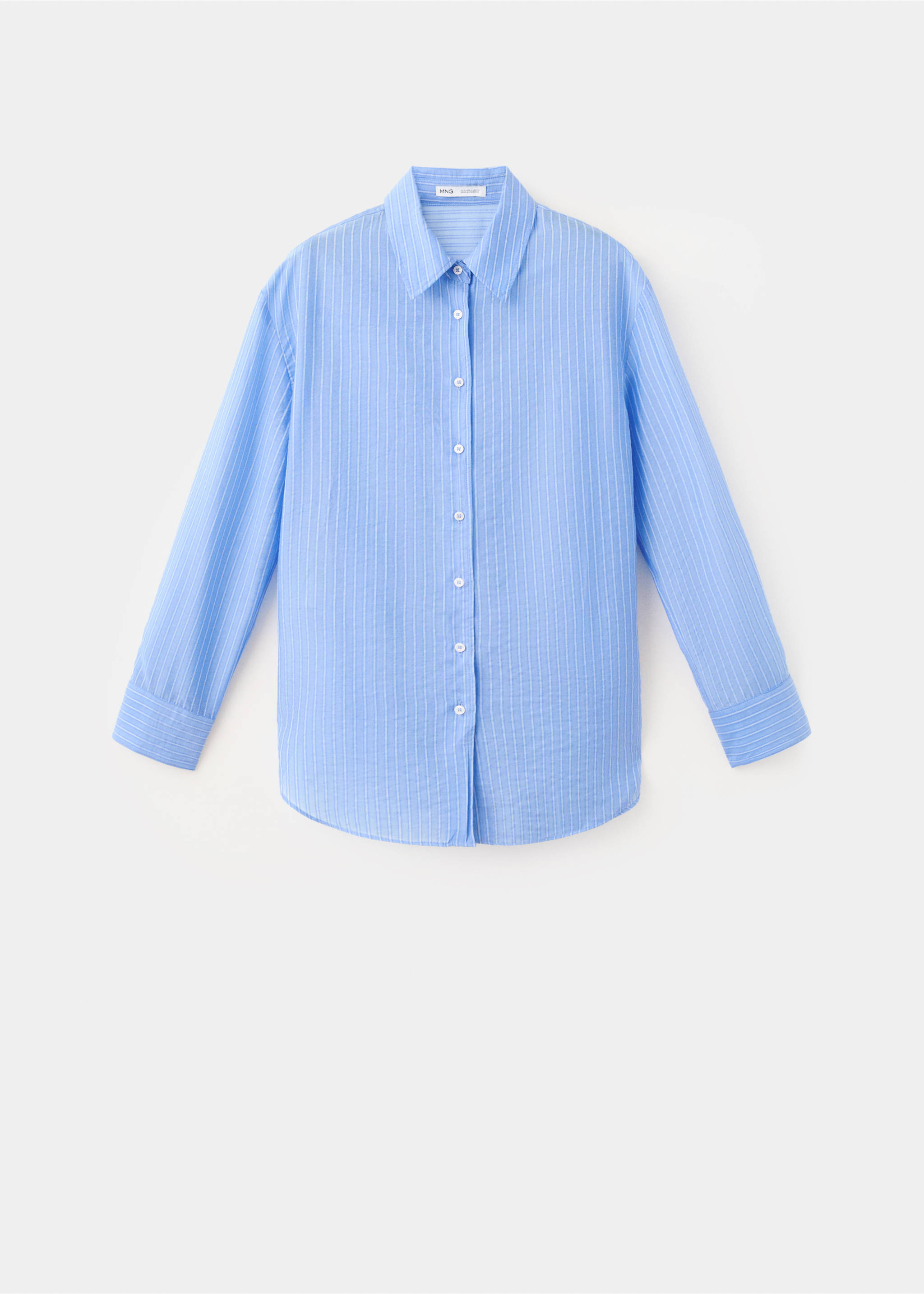 Striped lyocell shirt - Article without model, Sky Blue. Ref: 27069067-00.