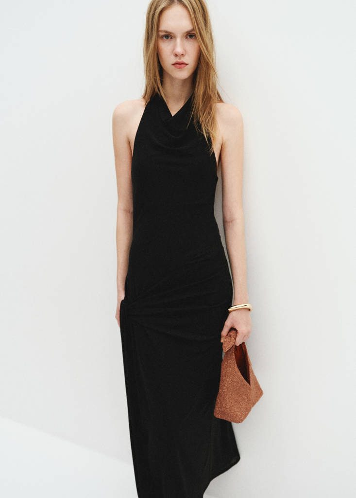 Halter tie dress — Black