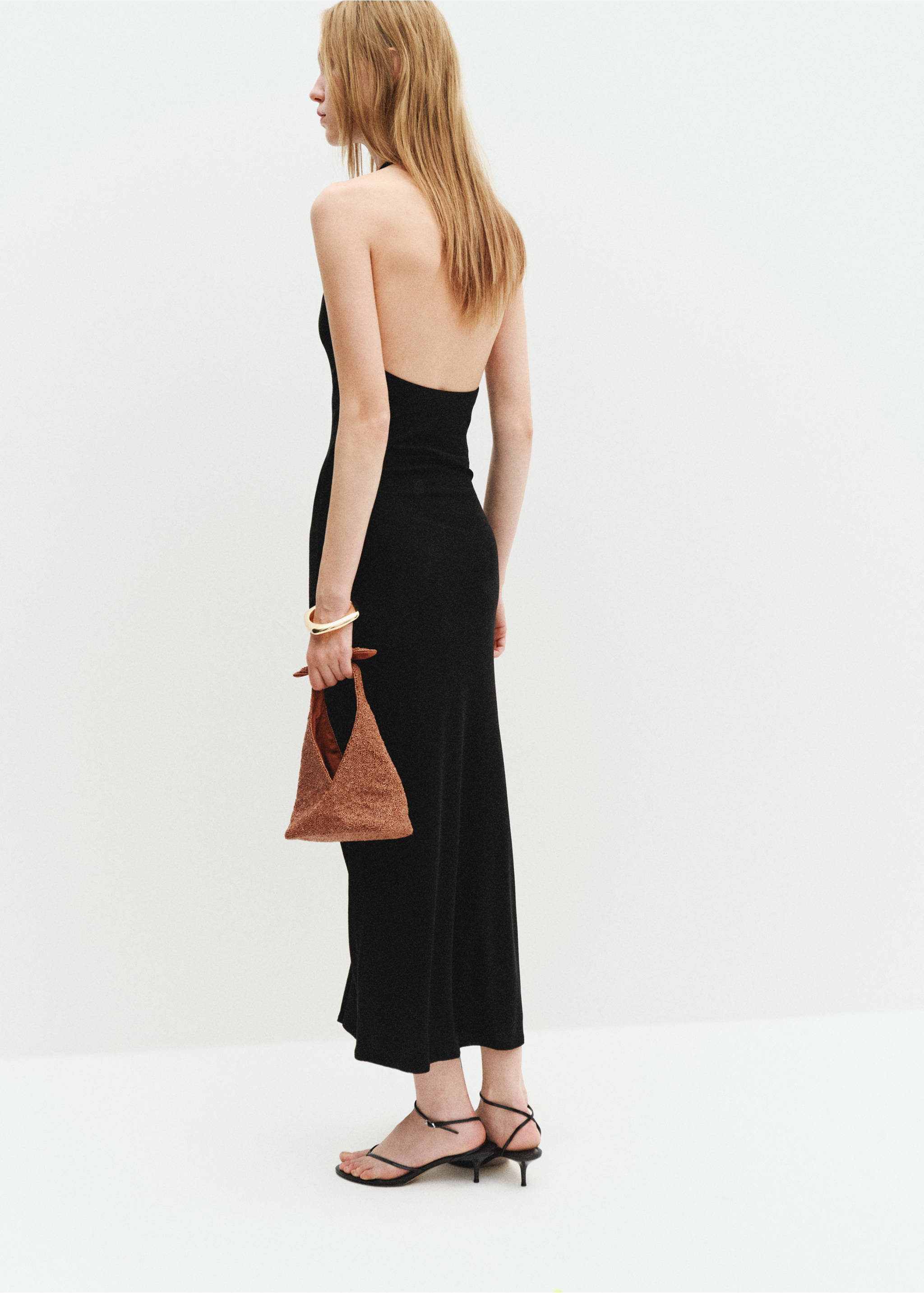 Halter dress with bow - Reverse of the article, Black. Ref: 27069068-01.