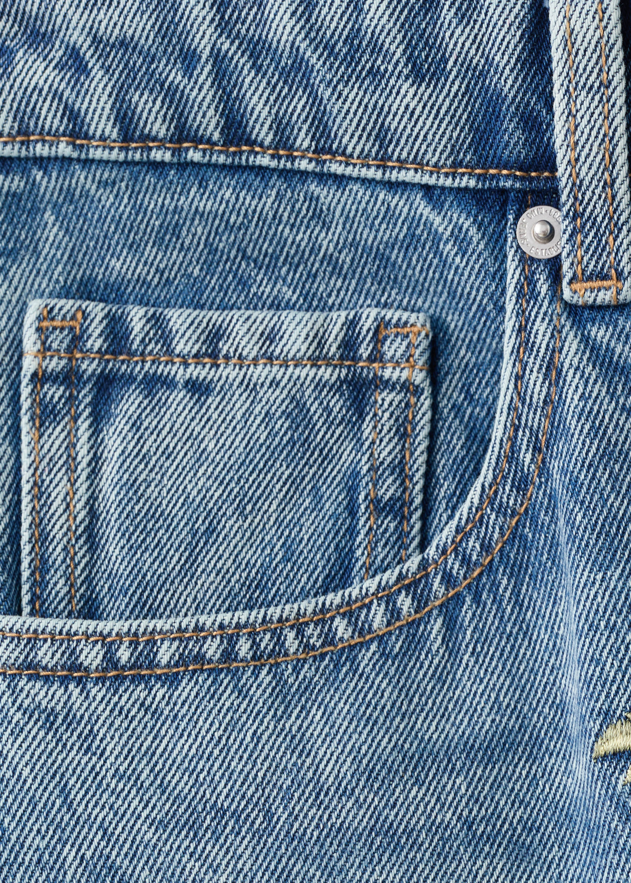 Flower-embroidered straight-fit jeans - Details of the article 8