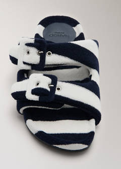 Striped terry towelling slippers — Dark Navy 4