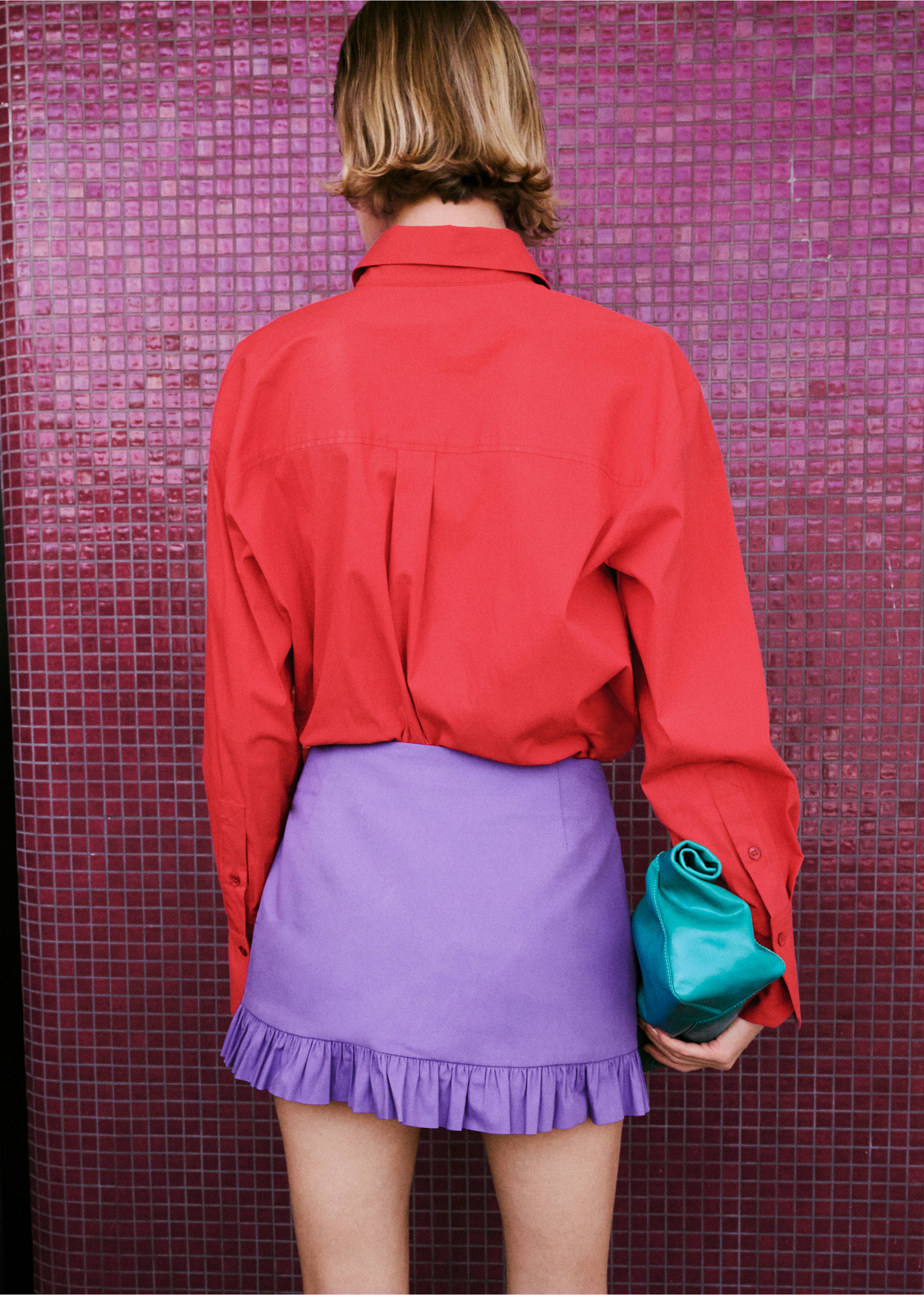 Ruffled short skirt - Reverse of the article, Purple. Ref: 27069072-00.