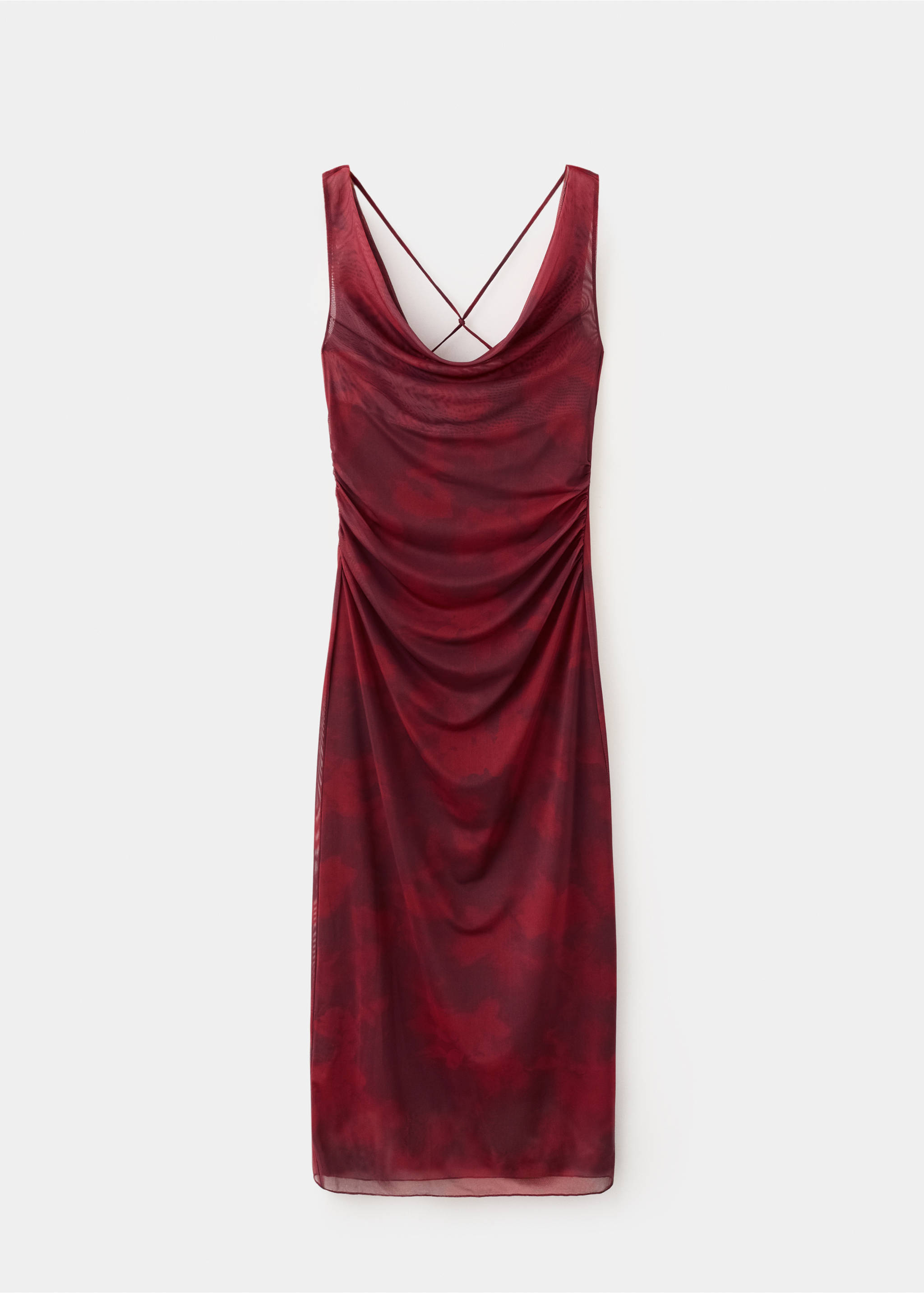 Draped fitted dress - Article without model, Burgundy. Ref: 27069073-00.