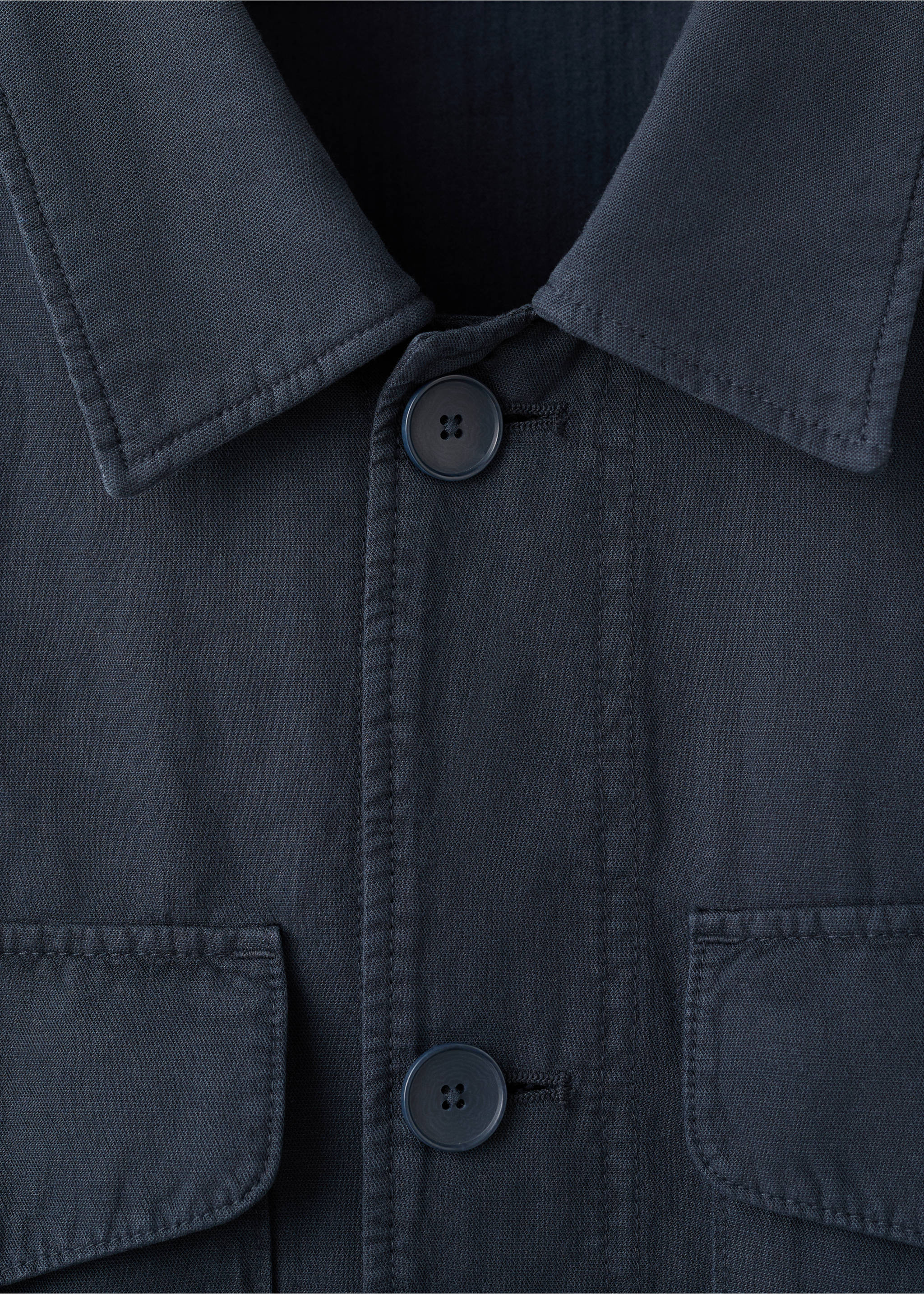 Lyocell linen jacket with pockets - Details of the article 8, Navy. Ref: 27069205-00.