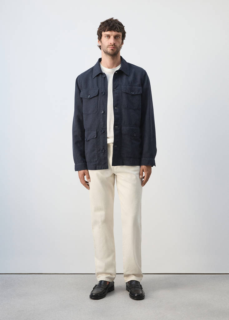 Lyocell linen jacket with pockets — Navy