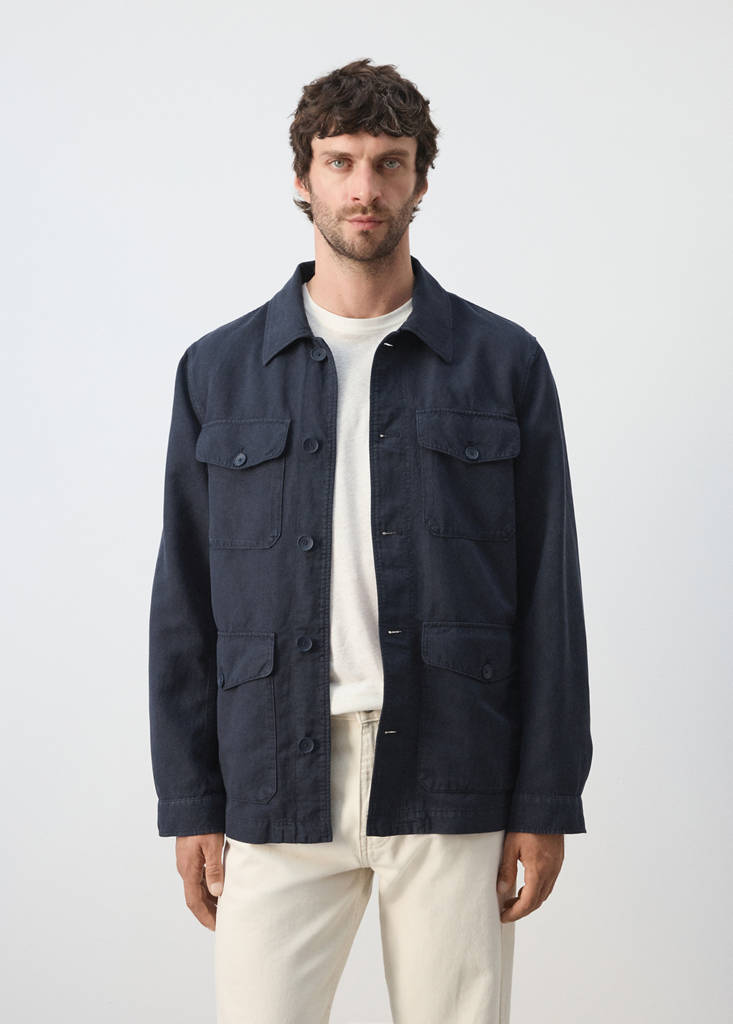 Lyocell linen jacket with pockets — Navy