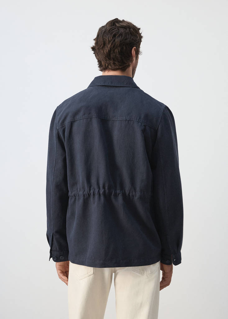 Lyocell linen jacket with pockets — Navy
