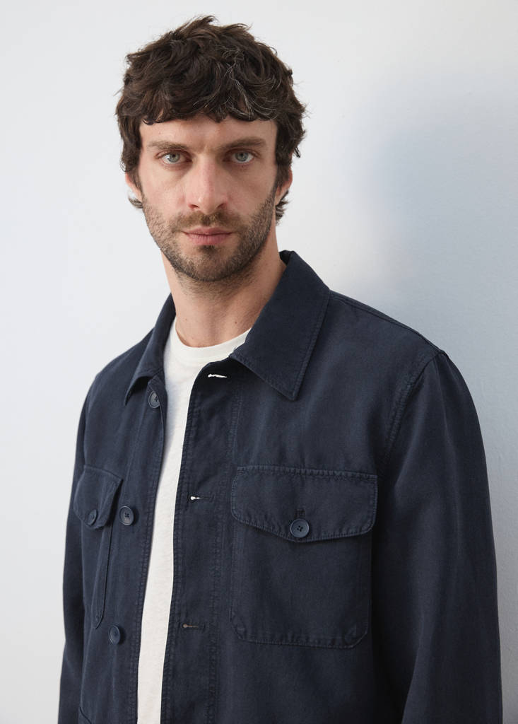 Lyocell linen jacket with pockets — Navy