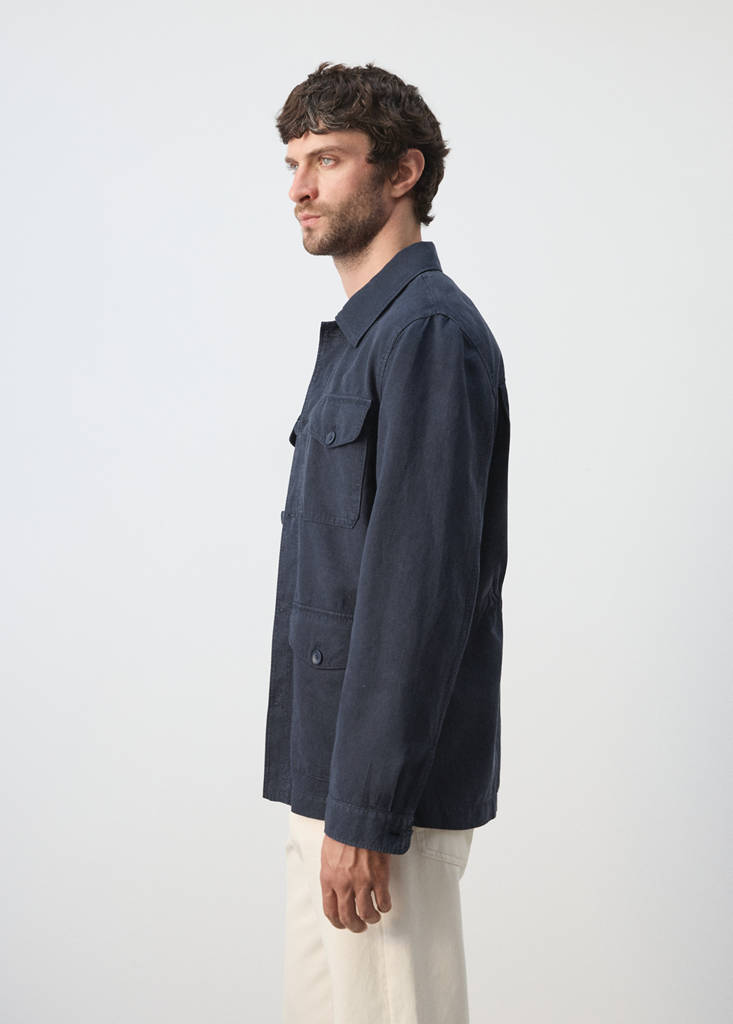 Lyocell linen jacket with pockets — Navy