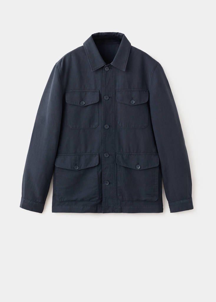 Lyocell linen jacket with pockets — Navy