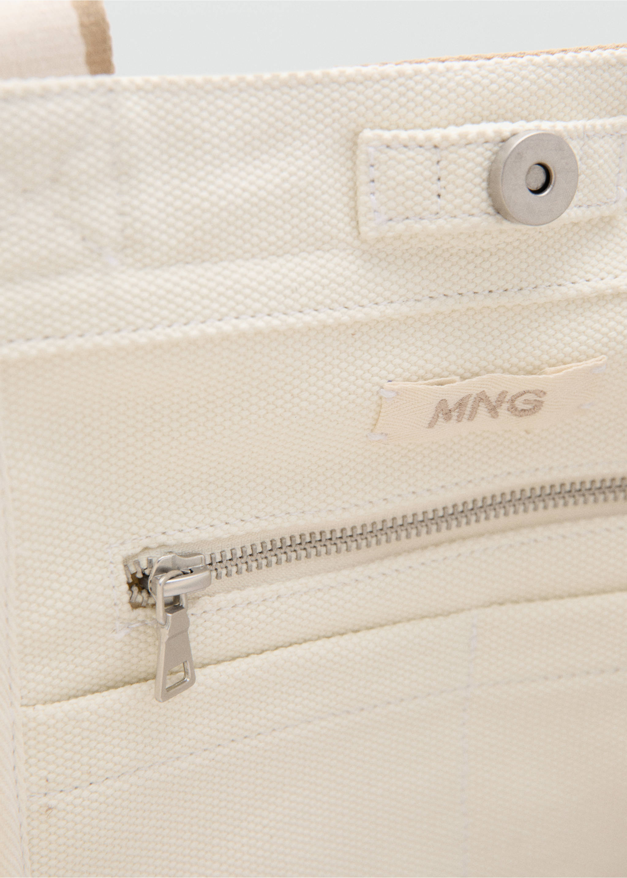 Bolso tote 100% algodón ribetes - Detalle del artículo 3, Blanco. Ref: 27069206-00.