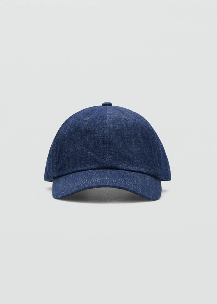 Mango 100% Cotton Denim Cap In Blue