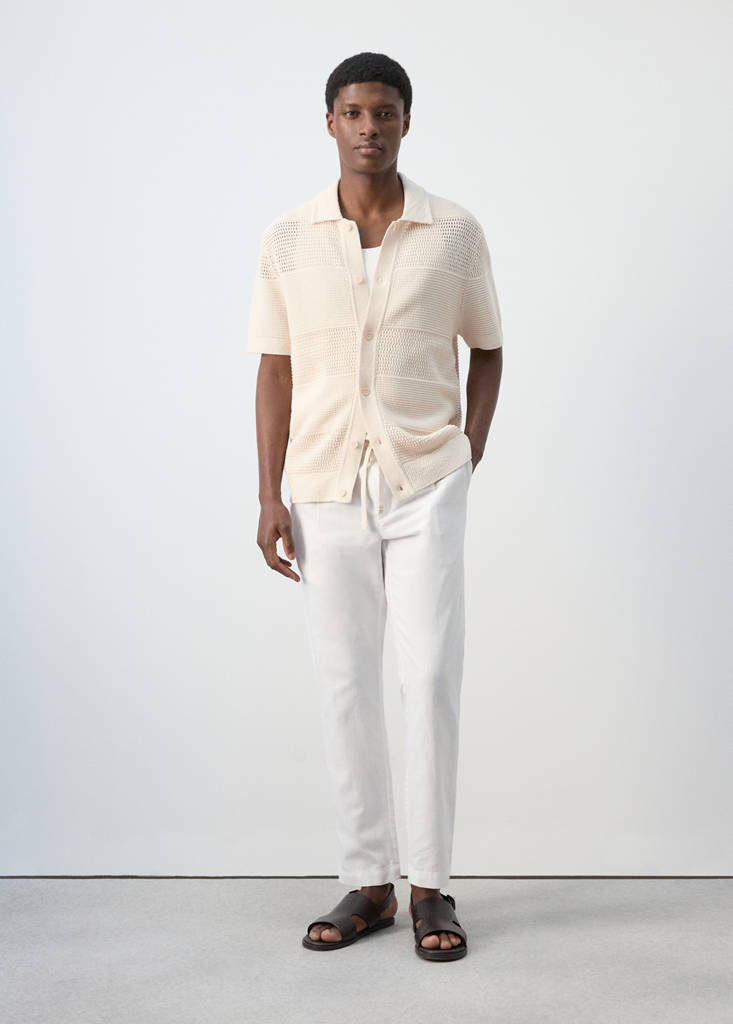 Openwork knitted shirt — Ecru