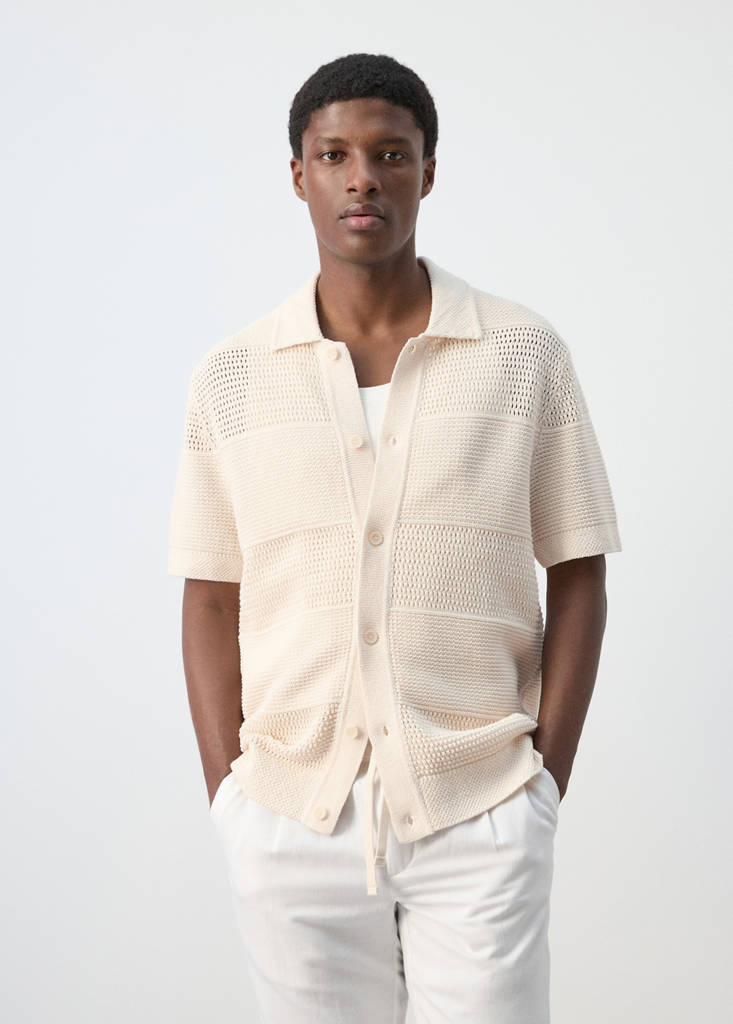 Openwork knitted shirt — Ecru