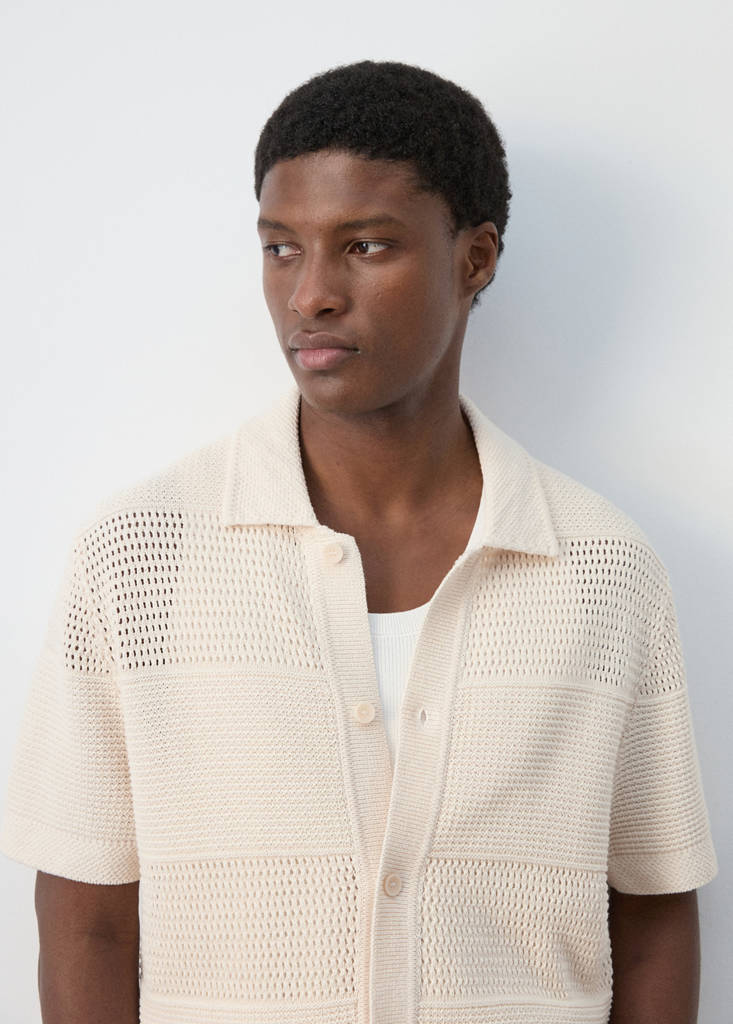 Openwork knitted shirt — Ecru
